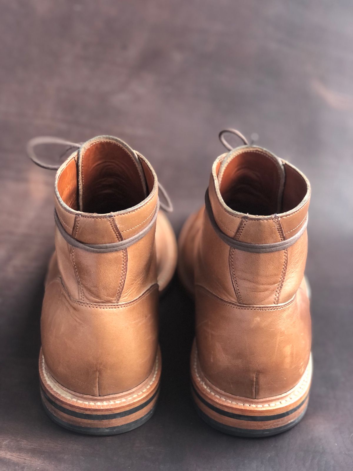Photo by IndyBen on December 2, 2023 of the Grant Stone Diesel Boot in Horween Dune Chromexcel.