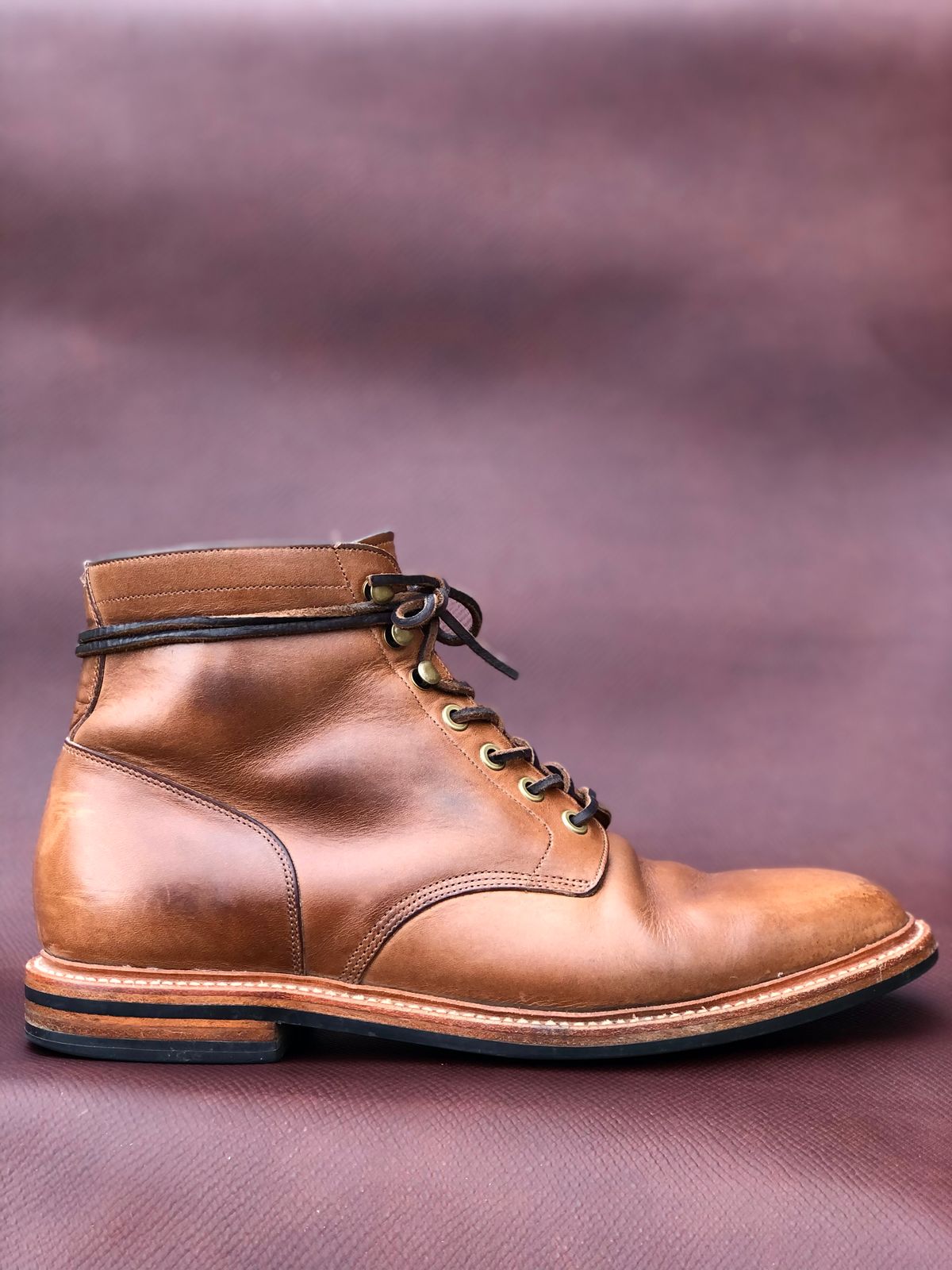 Photo by IndyBen on April 5, 2024 of the Grant Stone Diesel Boot in Horween Dune Chromexcel.