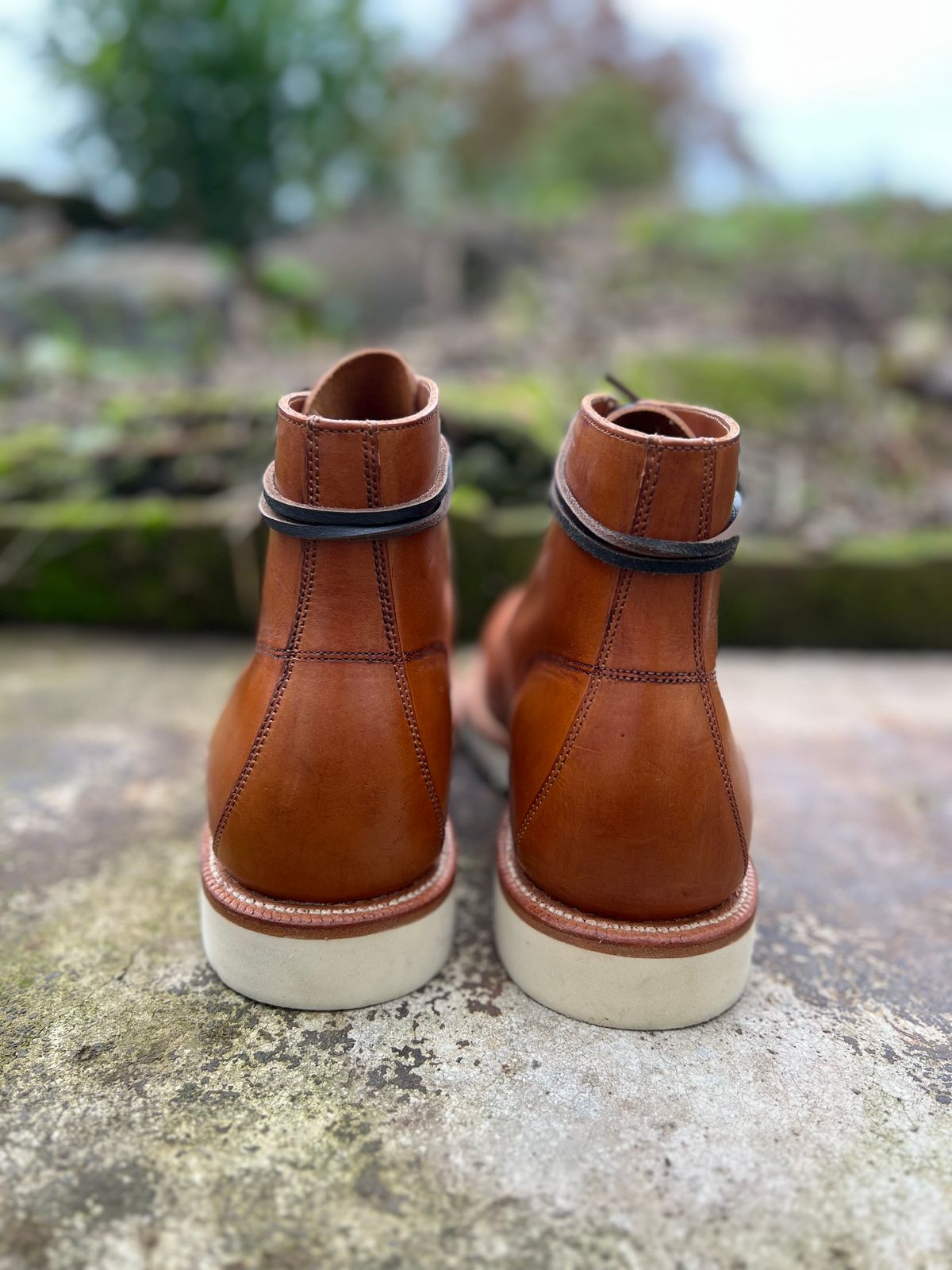 Photo by IndyBen on October 5, 2025 of the Grant Stone Brass Boot in Badalassi Carlo Saddle Tan Minerva.