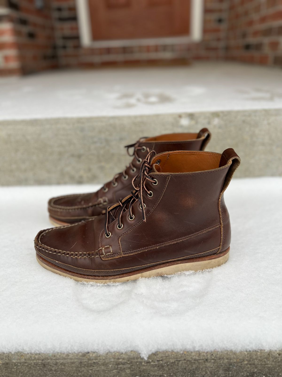 Photo by IndyBen on January 5, 2025 of the Rancourt & Co. Harrison Boot Redux in Horween Carolina Brown Chromexcel.