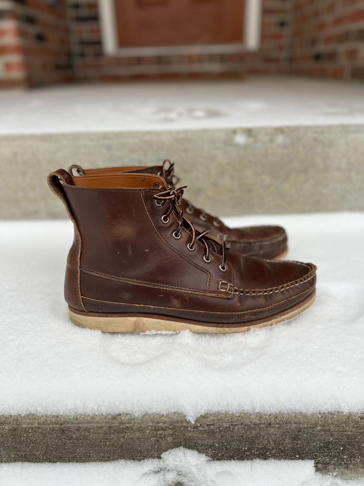 Photo by IndyBen on January 5, 2025 of the Rancourt & Co. Harrison Boot Redux in Horween Carolina Brown Chromexcel.