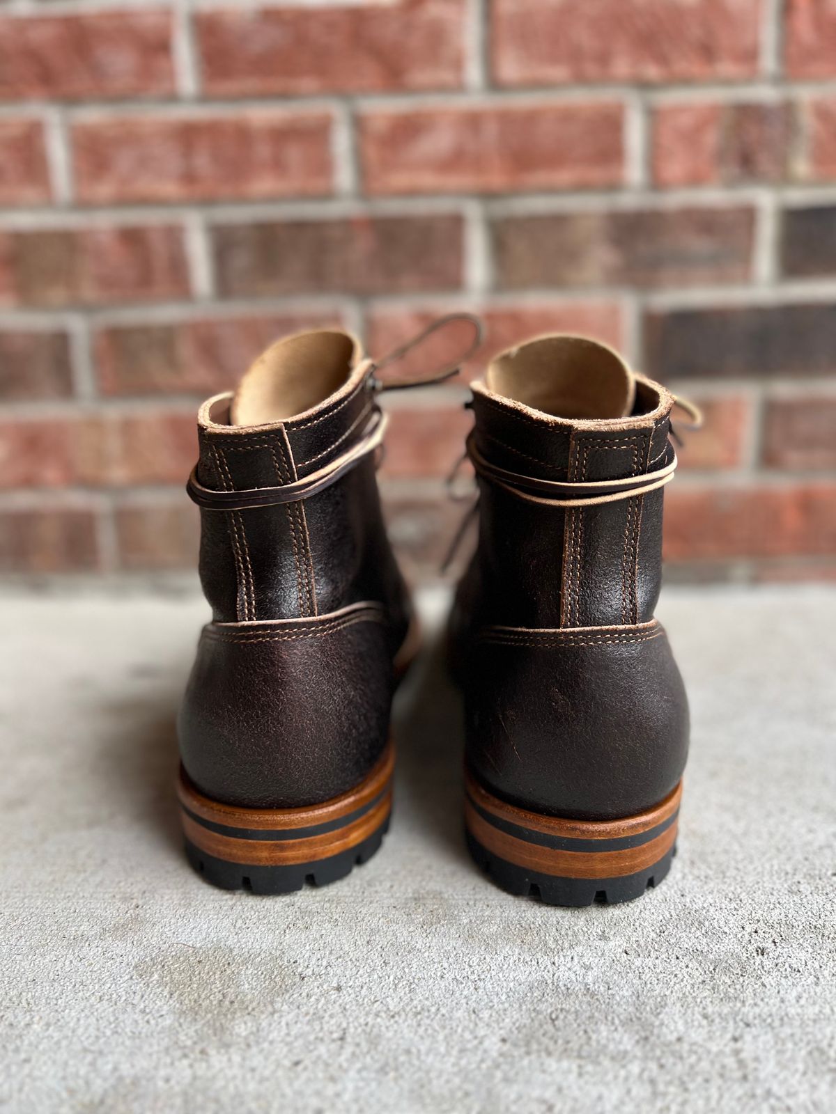 Photo by IndyBen on October 1, 2024 of the Truman Cap Toe Boot in Horween Java Waxed Flesh.