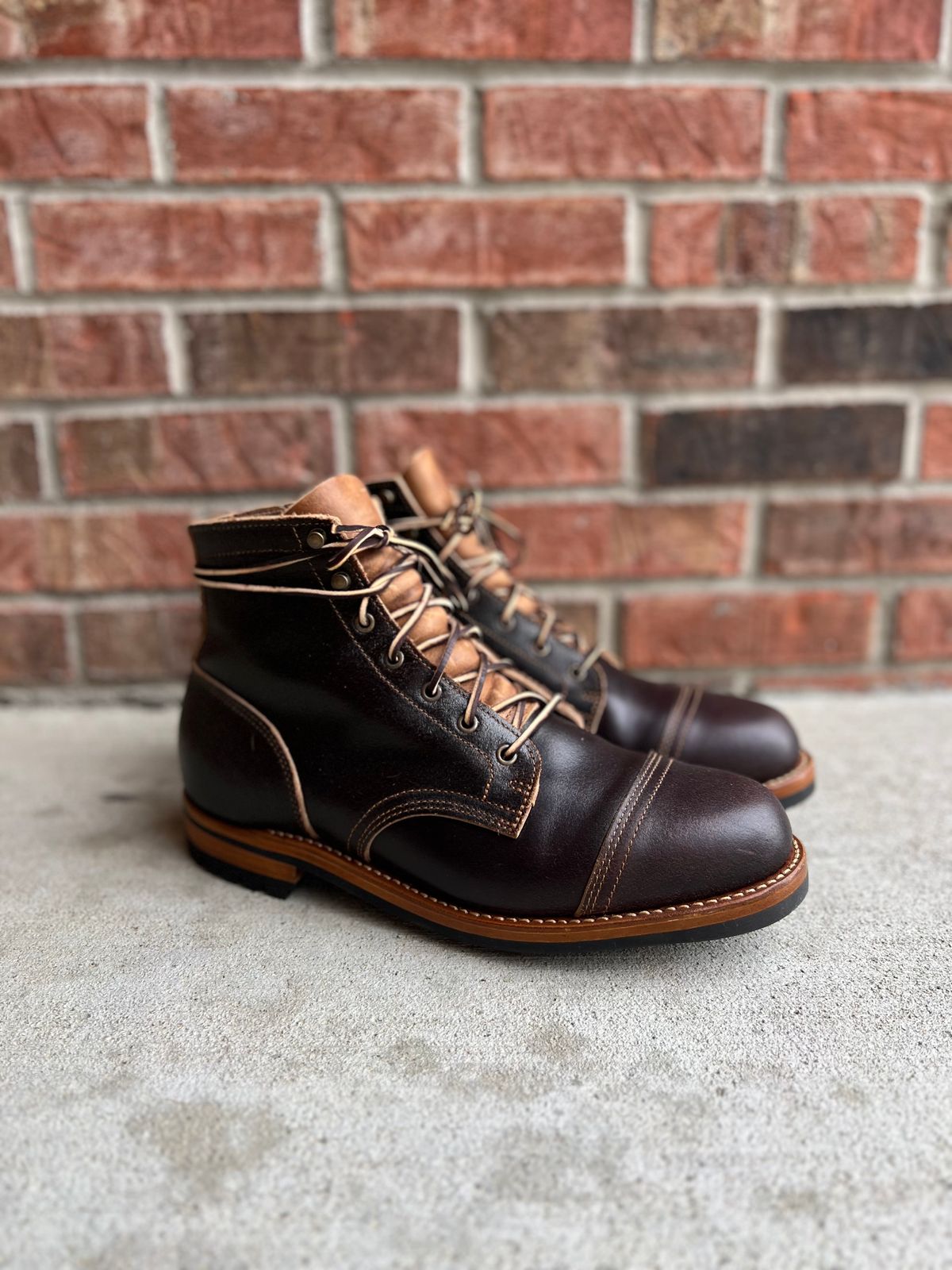 Photo by IndyBen on October 1, 2024 of the Truman Cap Toe Boot in Horween Java Waxed Flesh.