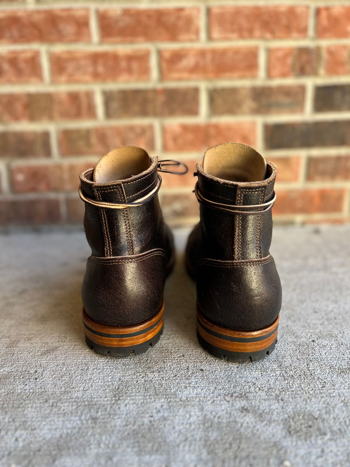 Photo by IndyBen on November 2, 2024 of the Truman Cap Toe Boot in Horween Java Waxed Flesh.