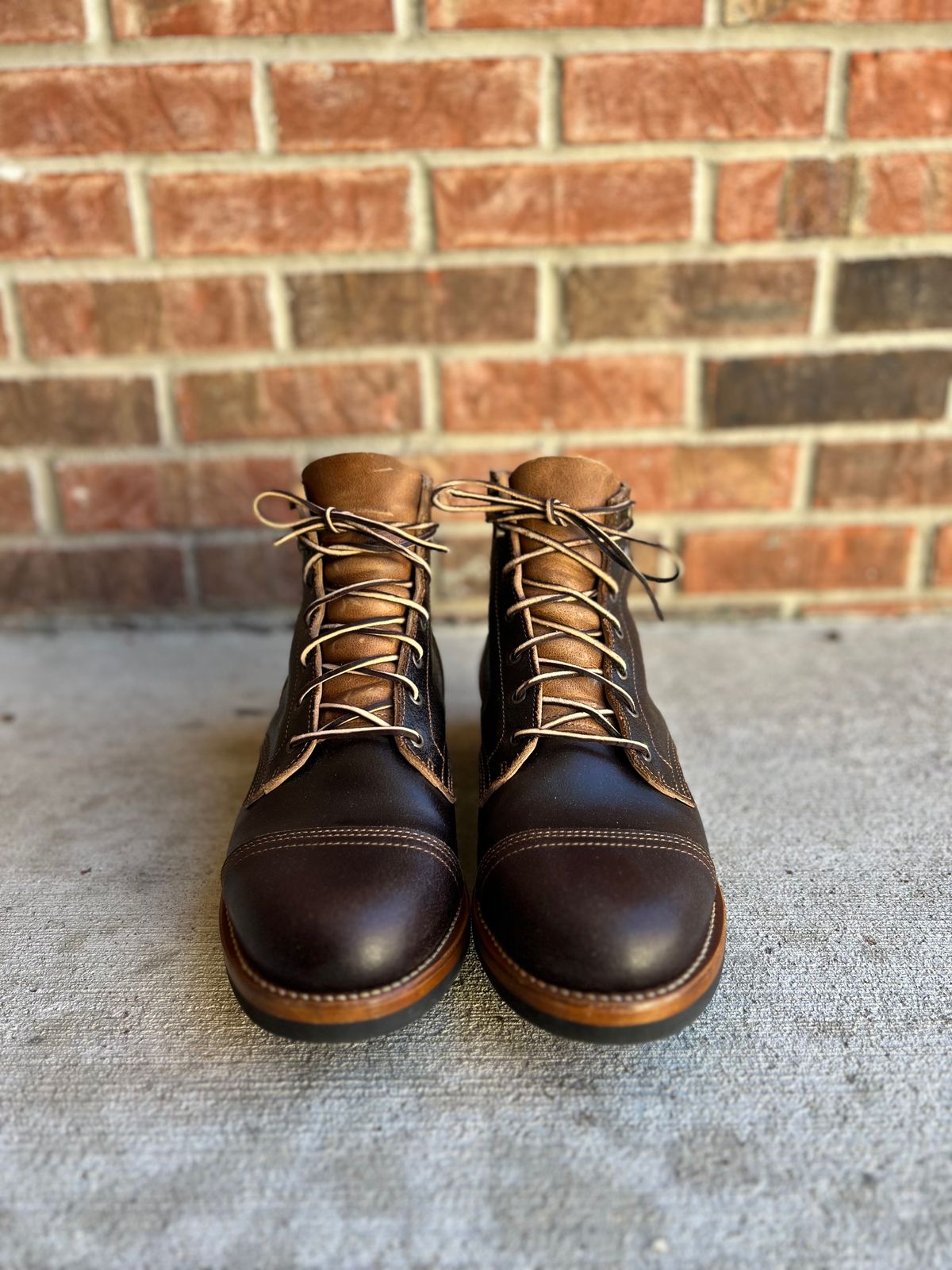 Photo by IndyBen on November 2, 2024 of the Truman Cap Toe Boot in Horween Java Waxed Flesh.