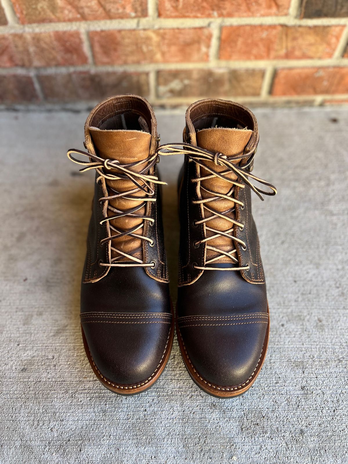 Photo by IndyBen on November 2, 2024 of the Truman Cap Toe Boot in Horween Java Waxed Flesh.