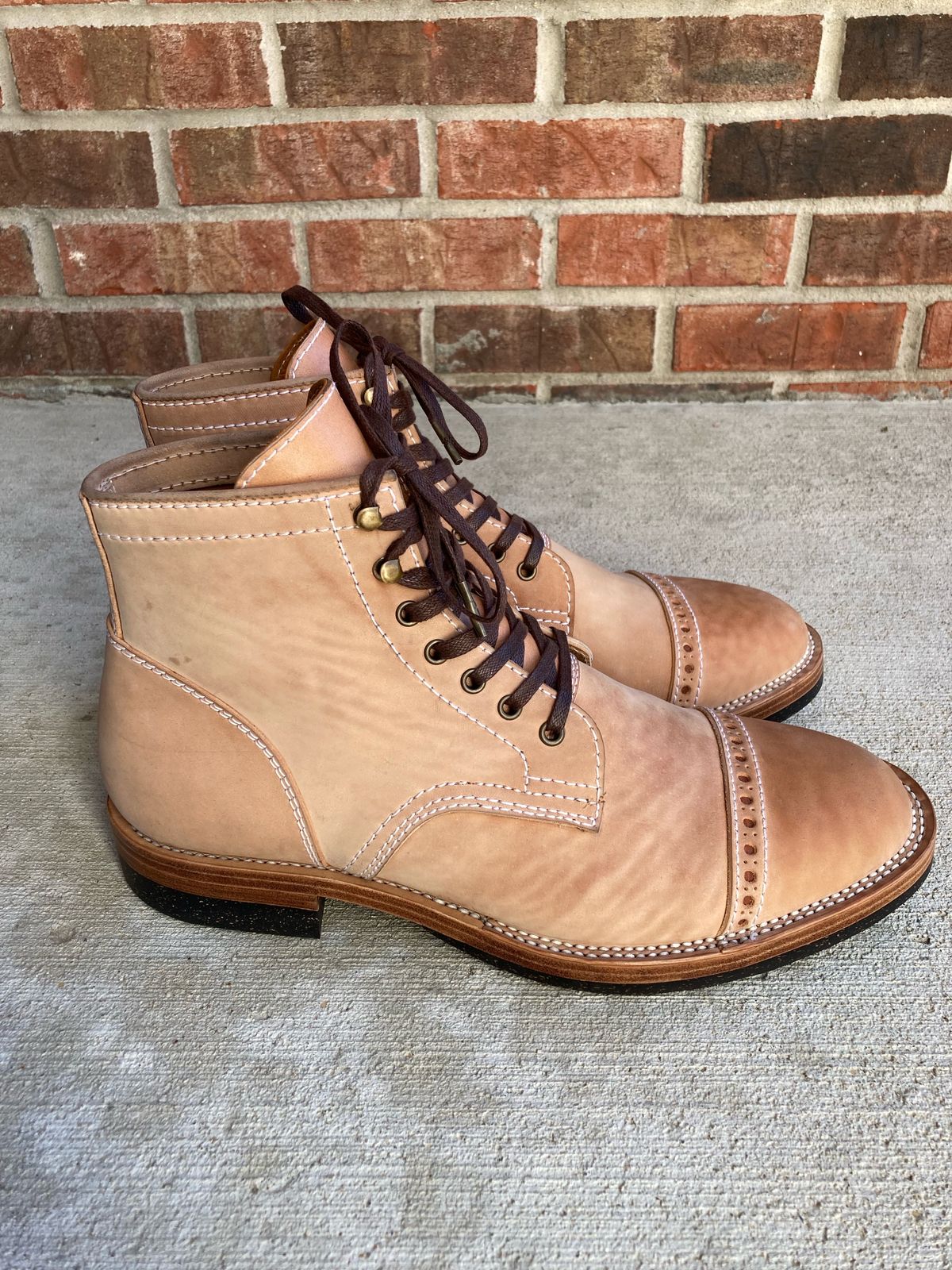 Photo by IndyBen on October 1, 2022 of the Santalum Milestone Service Boot in Conceria Cloe Crust Shell Cordovan.