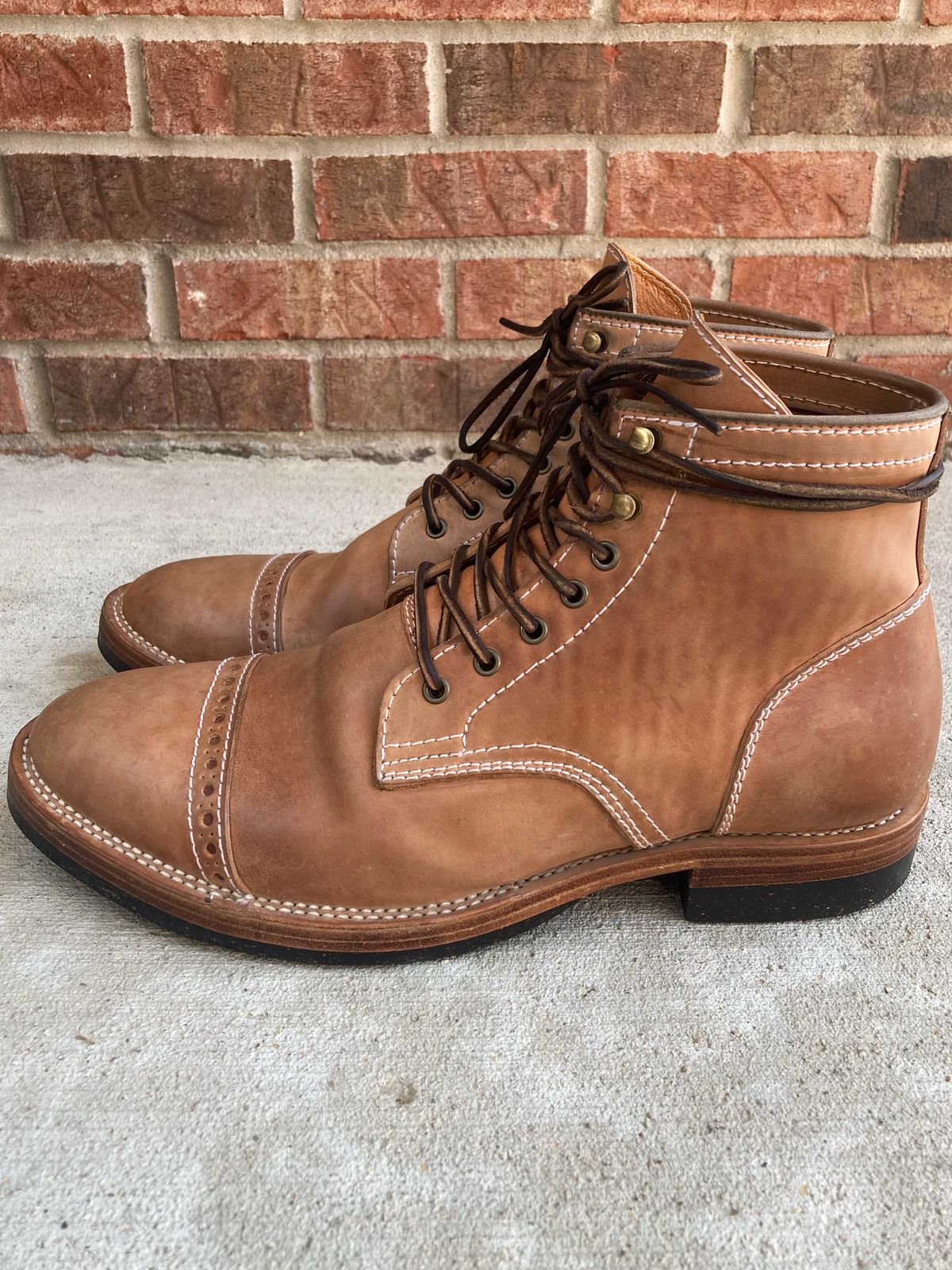 Photo by IndyBen on November 2, 2022 of the Santalum Milestone Service Boot in Conceria Cloe Crust Shell Cordovan.
