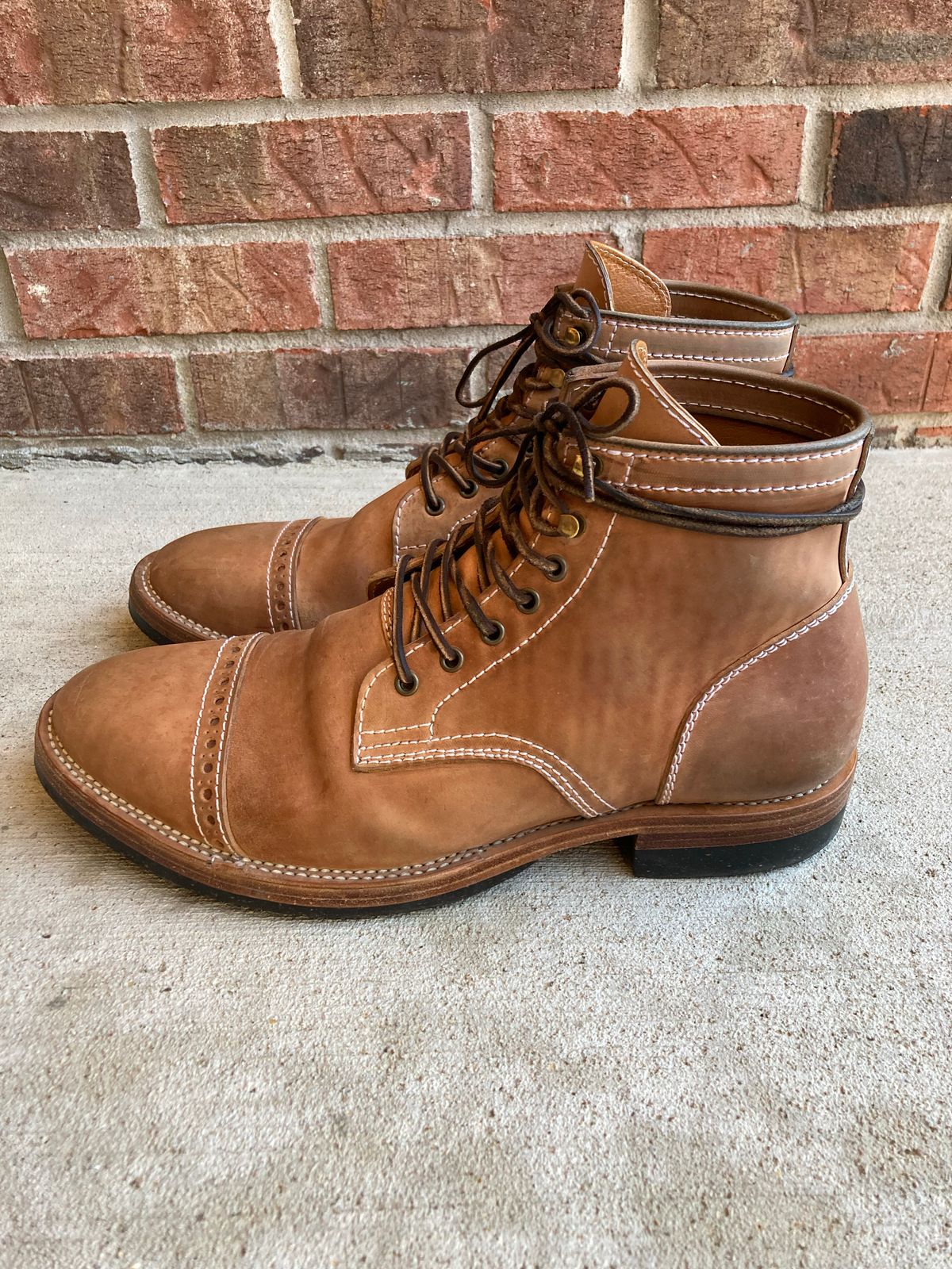 Photo by IndyBen on December 4, 2022 of the Santalum Milestone Service Boot in Conceria Cloe Crust Shell Cordovan.