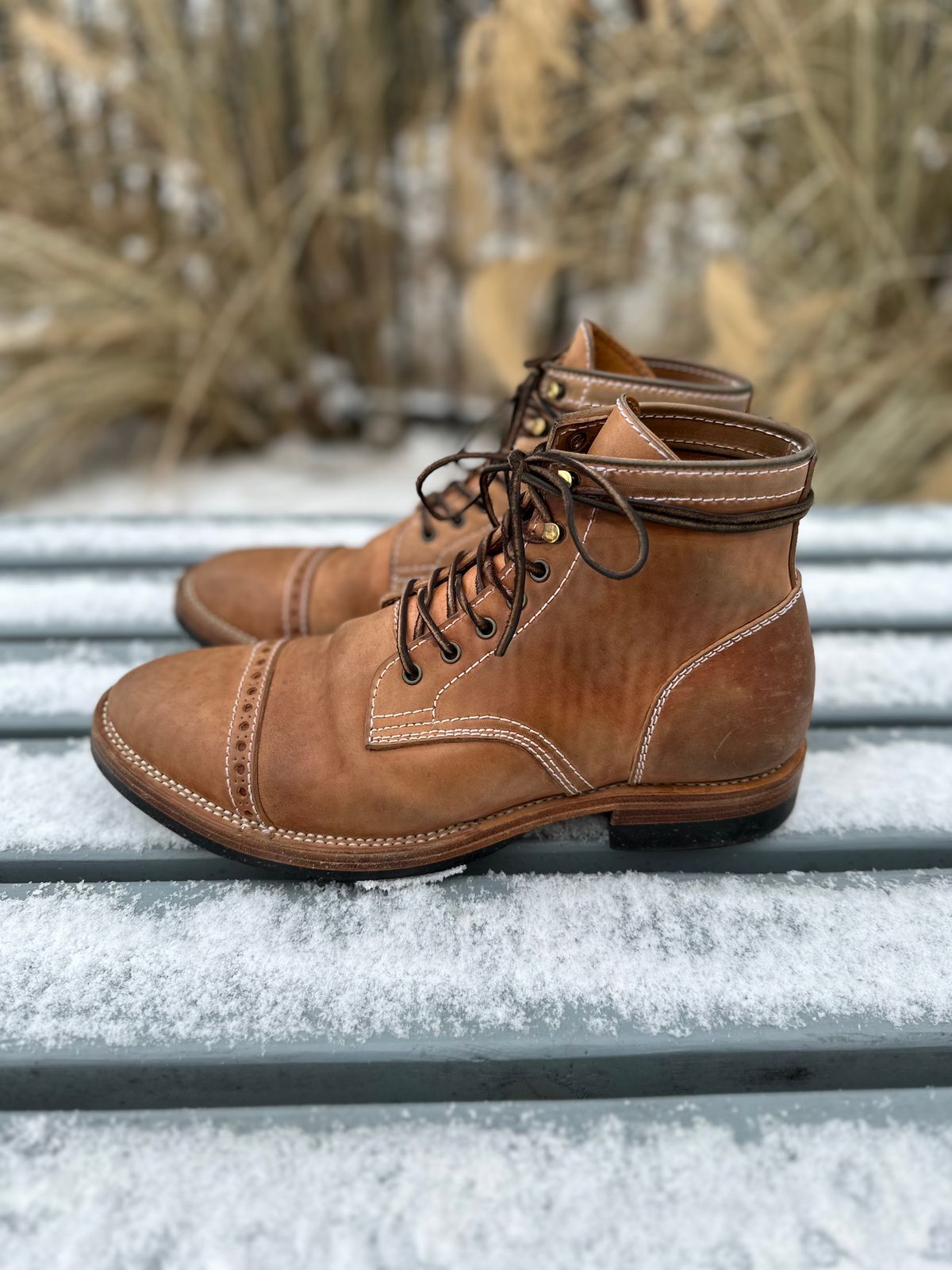 Photo by IndyBen on January 1, 2023 of the Santalum Milestone Service Boot in Conceria Cloe Crust Shell Cordovan.