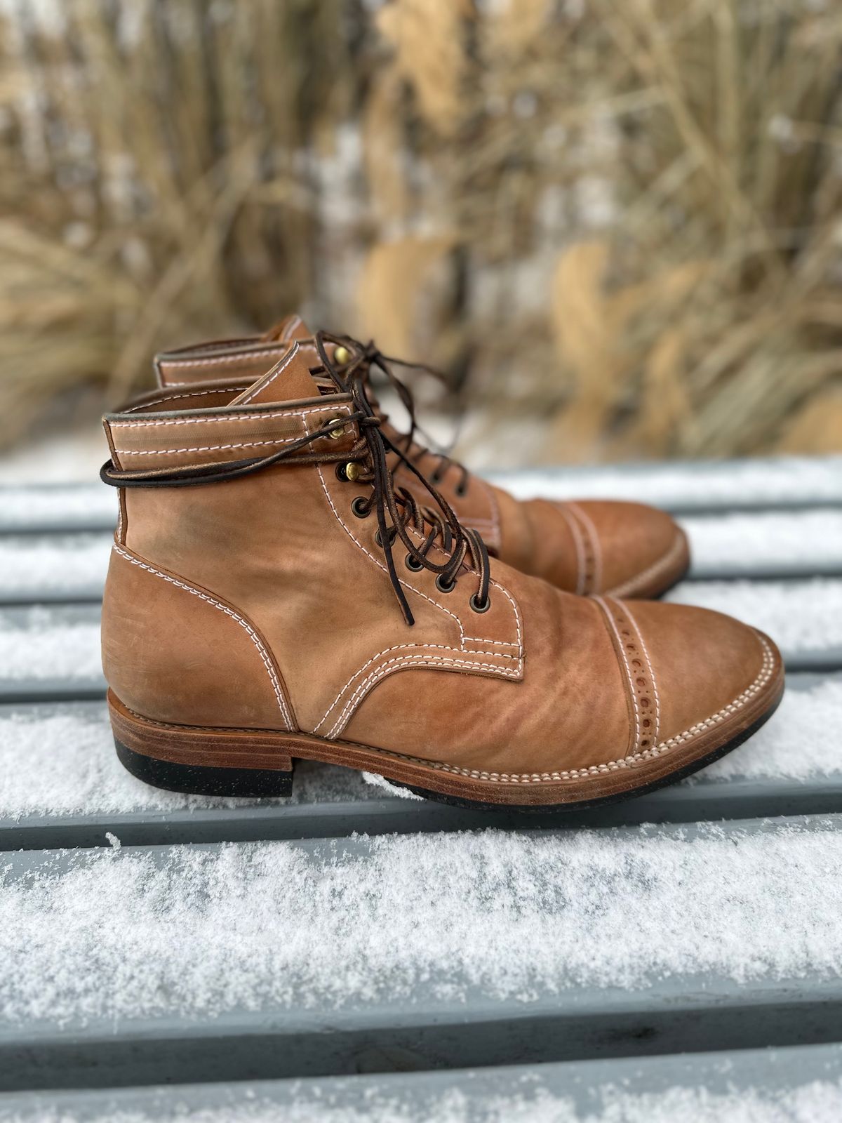 Photo by IndyBen on January 1, 2023 of the Santalum Milestone Service Boot in Conceria Cloe Crust Shell Cordovan.