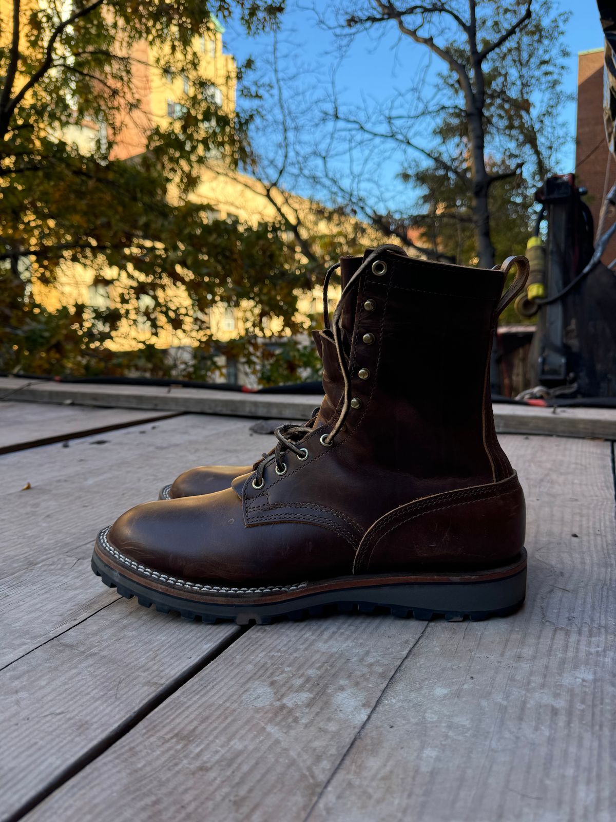 Photo by lugsoul on November 3, 2024 of the Nicks MTO in Horween Whiskey Predator.