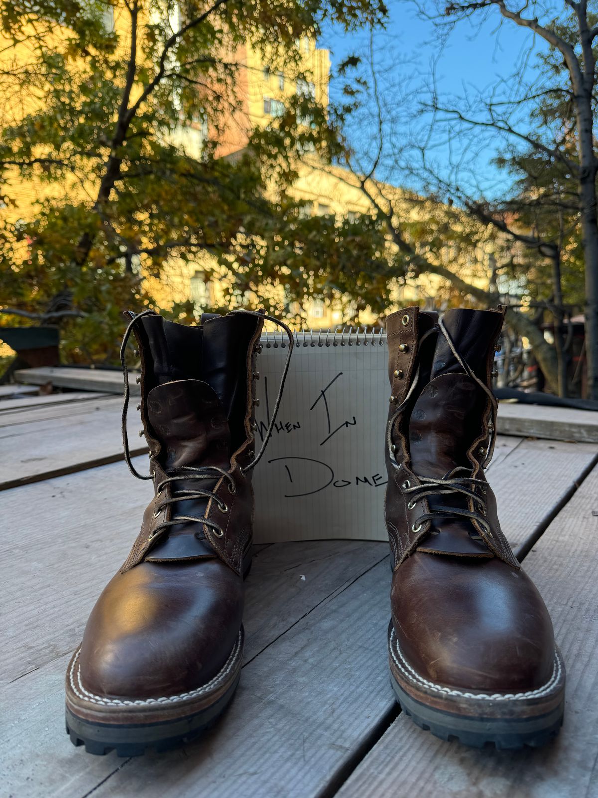 Photo by lugsoul on November 3, 2024 of the Nicks MTO in Horween Whiskey Predator.