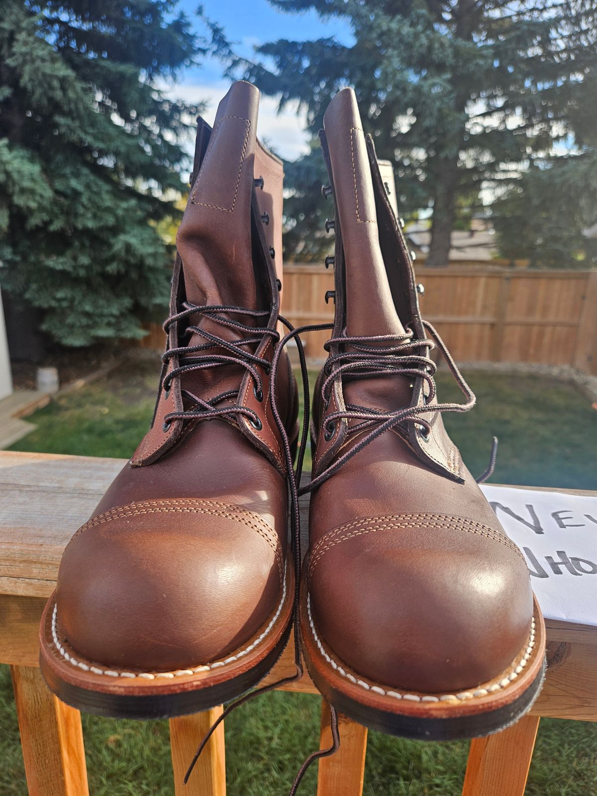 Photo by hosekileather on October 1, 2025 of the Red Wing x Indian Motorcycle Spirit Lake in Redwing Amber Portage Leather.