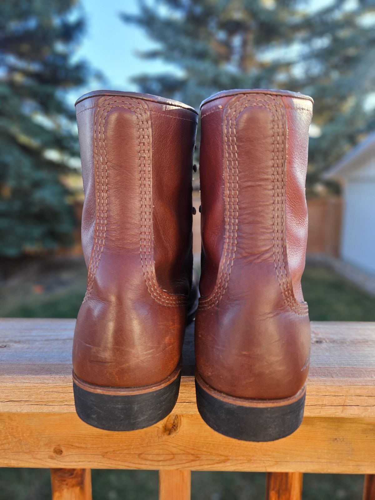 Photo by hosekileather on November 2, 2025 of the Red Wing x Indian Motorcycle Spirit Lake in Redwing Amber Portage Leather.