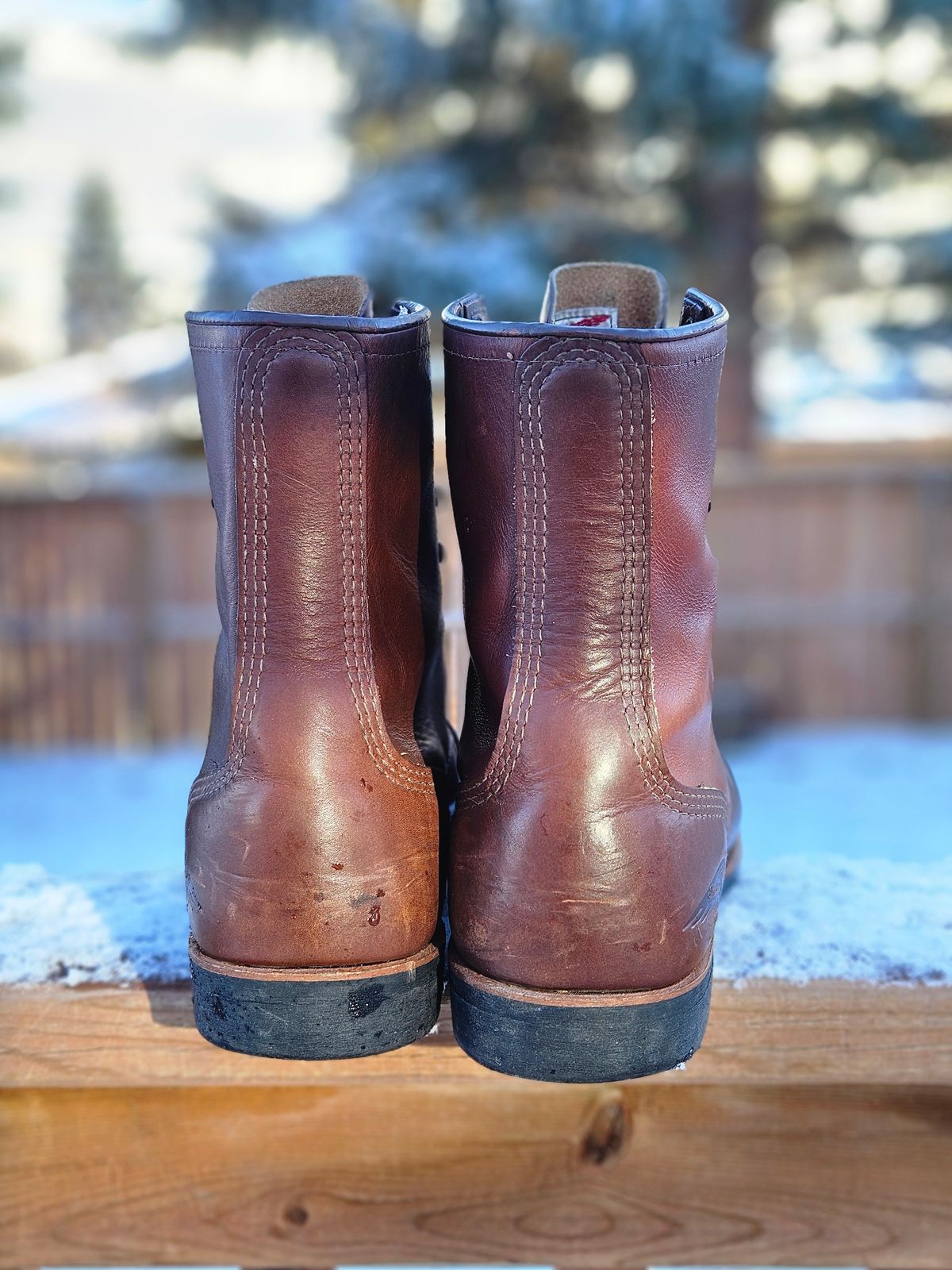 Photo by hosekileather on December 3, 2025 of the Red Wing x Indian Motorcycle Spirit Lake in Redwing Amber Portage Leather.