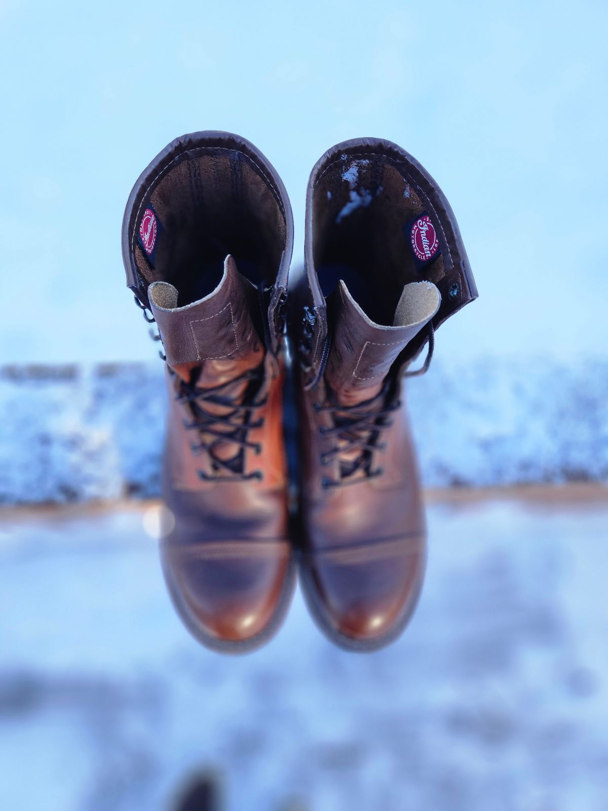 Photo by hosekileather on December 3, 2025 of the Red Wing x Indian Motorcycle Spirit Lake in Redwing Amber Portage Leather.