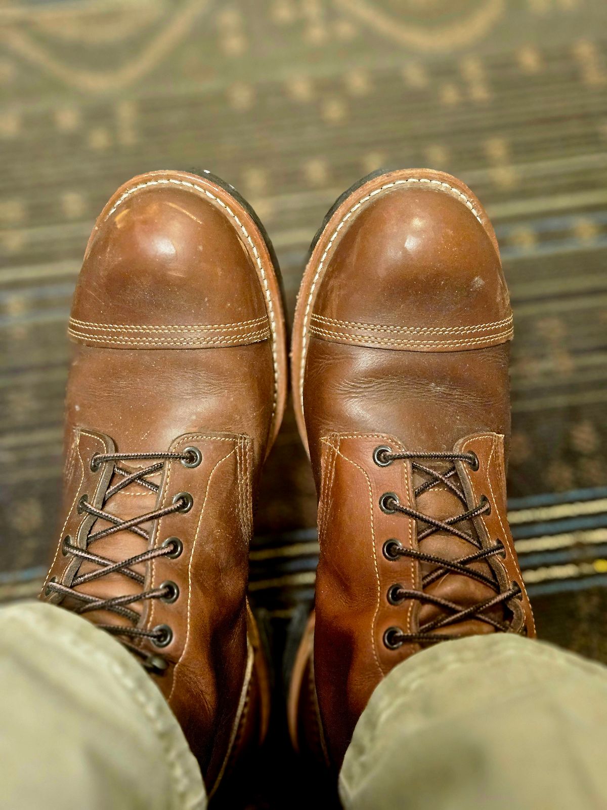 Photo by hosekileather on December 1, 2025 of the Red Wing x Indian Motorcycle Spirit Lake in Redwing Amber Portage Leather.