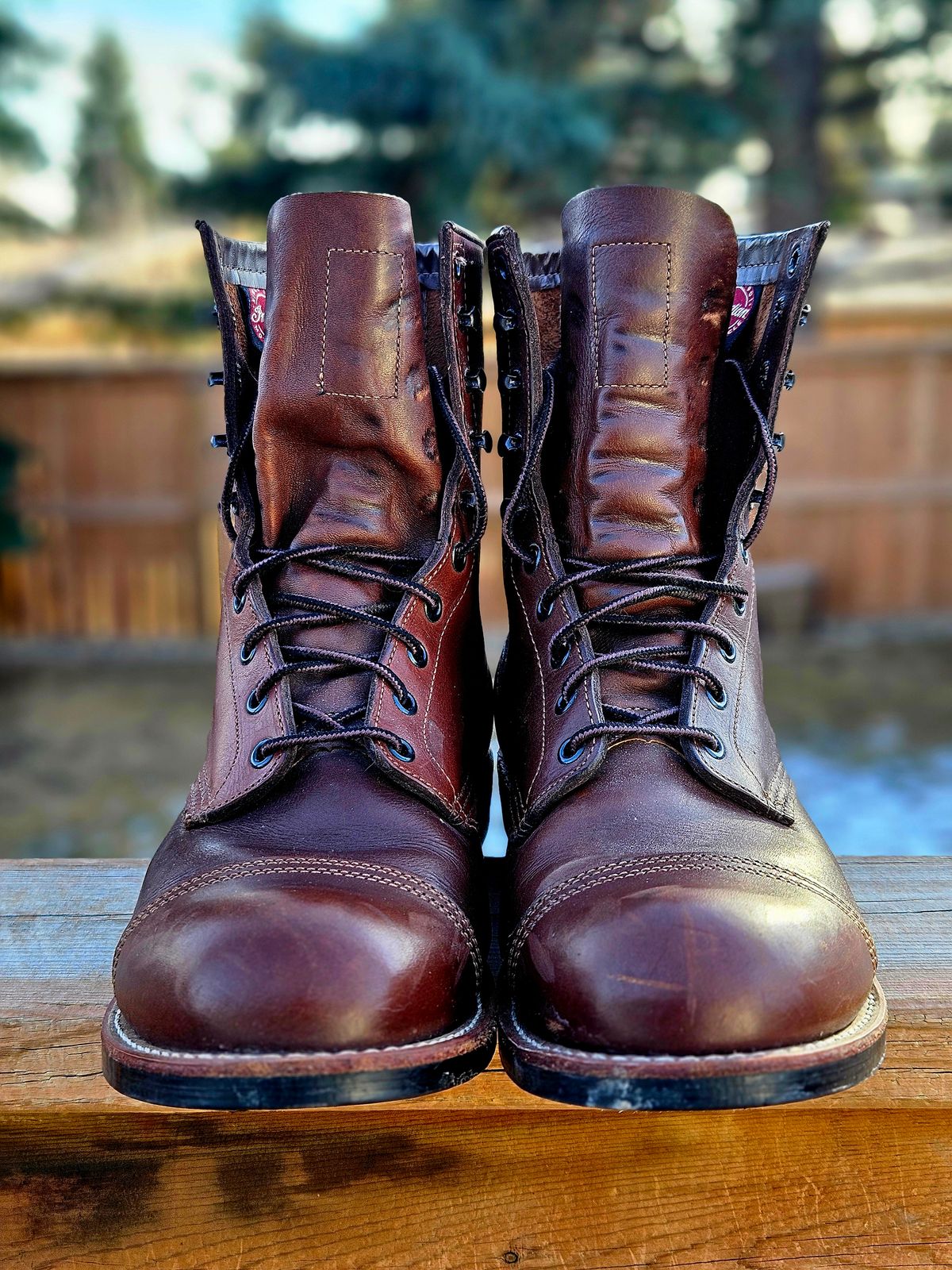 Photo by hosekileather on February 3, 2026 of the Red Wing x Indian Motorcycle Spirit Lake in Redwing Amber Portage Leather.