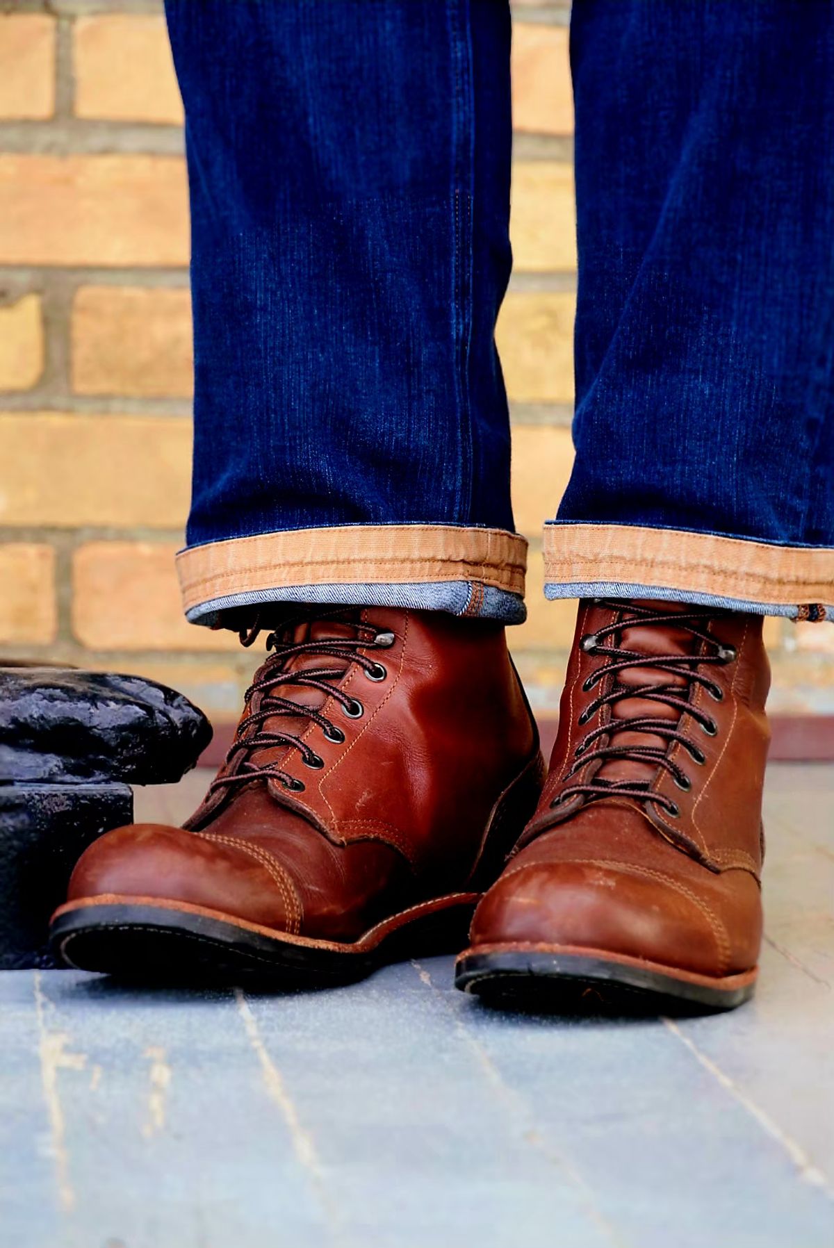 Photo by hosekileather on April 2, 2026 of the Red Wing x Indian Motorcycle Spirit Lake in Redwing Amber Portage Leather.