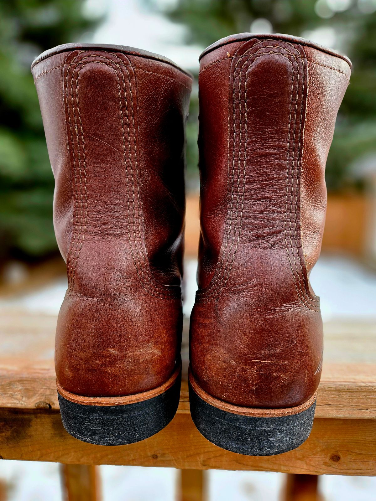 Photo by hosekileather on April 1, 2026 of the Red Wing x Indian Motorcycle Spirit Lake in Redwing Amber Portage Leather.