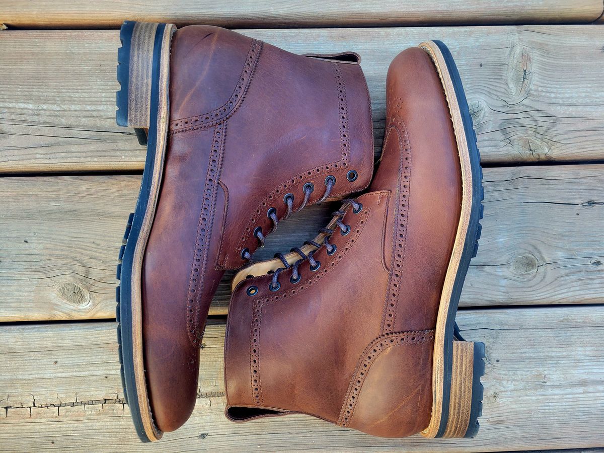 Photo by hosekileather on October 1, 2022 of the Mark Albert Countrty Boot in C.F. Stead Dark Snuff Regency Calf.