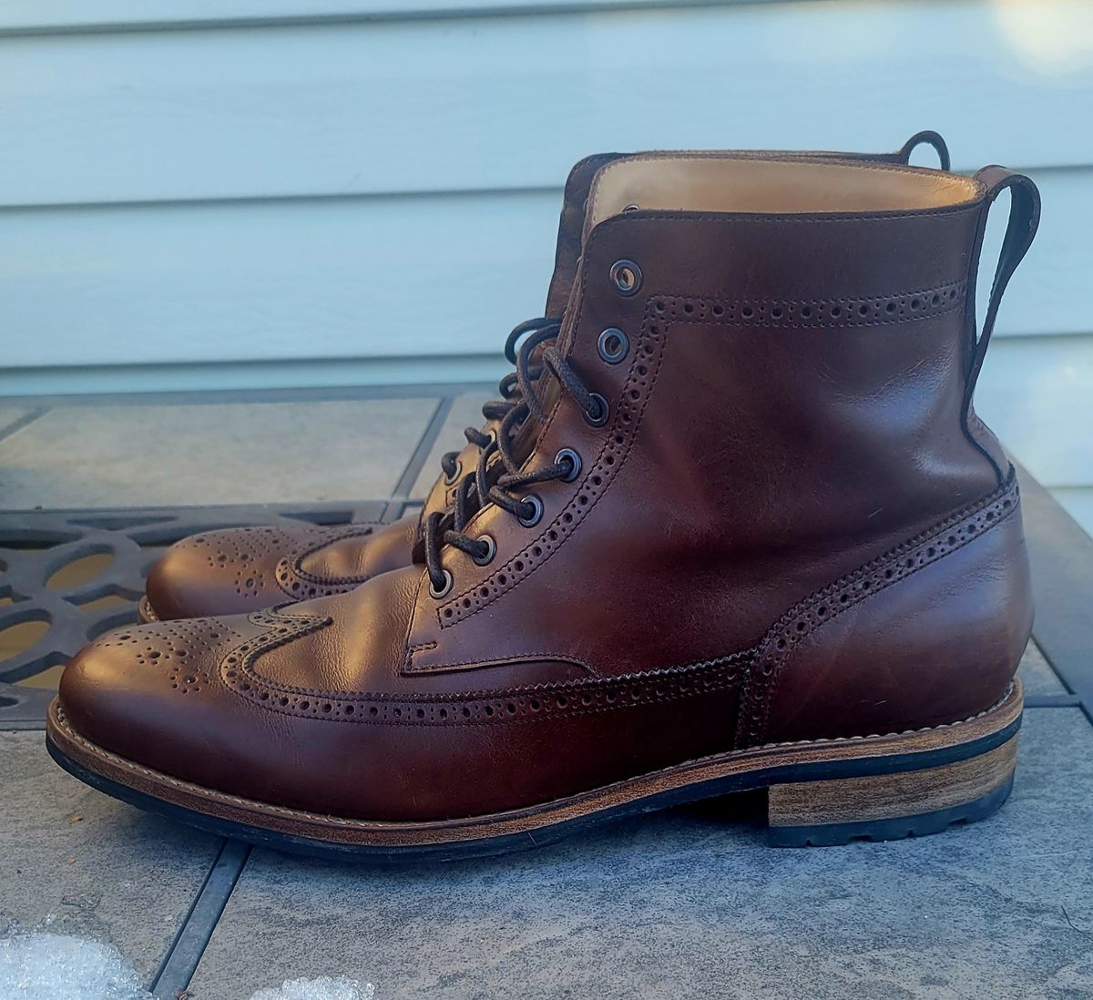 Photo by hosekileather on January 1, 2023 of the Mark Albert Countrty Boot in C.F. Stead Dark Snuff Regency Calf.