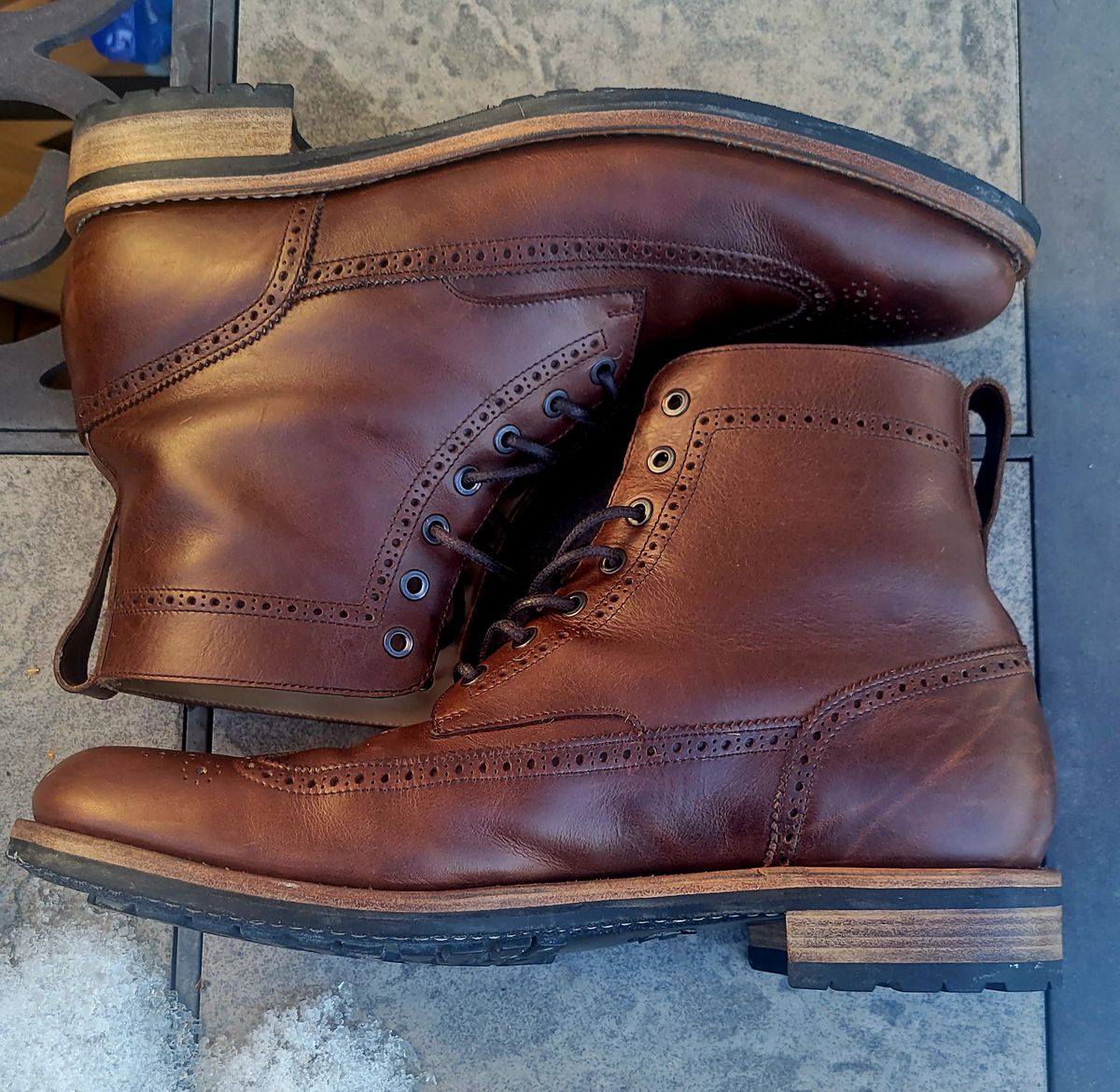 Photo by hosekileather on January 1, 2023 of the Mark Albert Countrty Boot in C.F. Stead Dark Snuff Regency Calf.