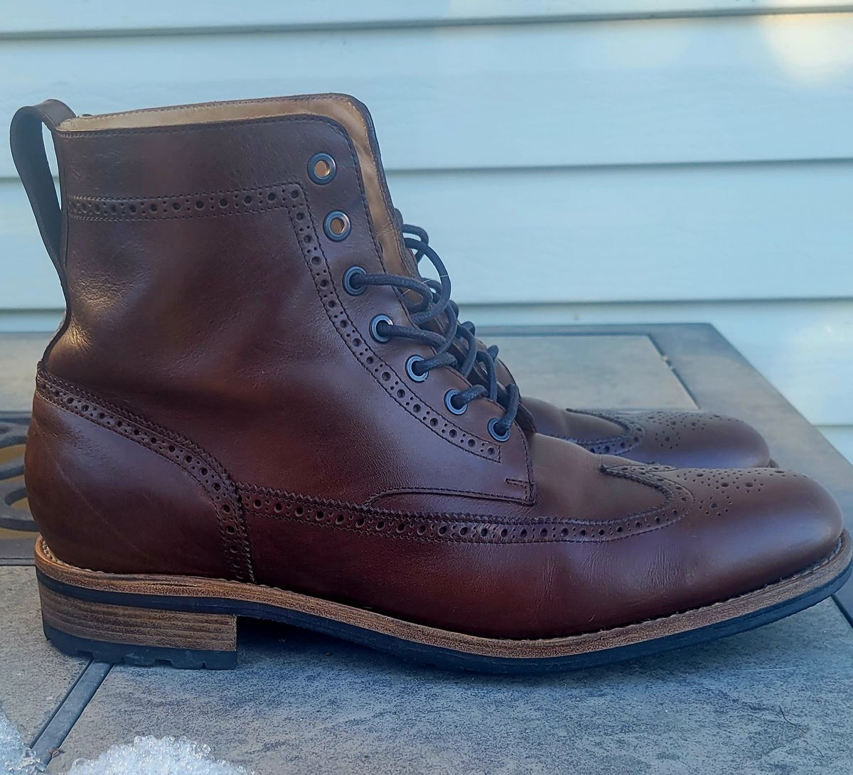 Photo by hosekileather on January 1, 2023 of the Mark Albert Countrty Boot in C.F. Stead Dark Snuff Regency Calf.