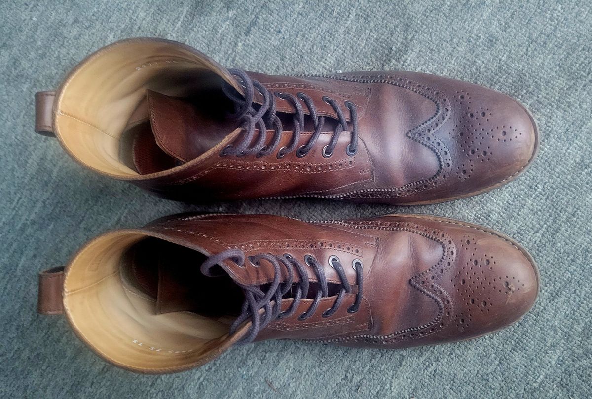Photo by hosekileather on March 2, 2023 of the Mark Albert Countrty Boot in C.F. Stead Dark Snuff Regency Calf.
