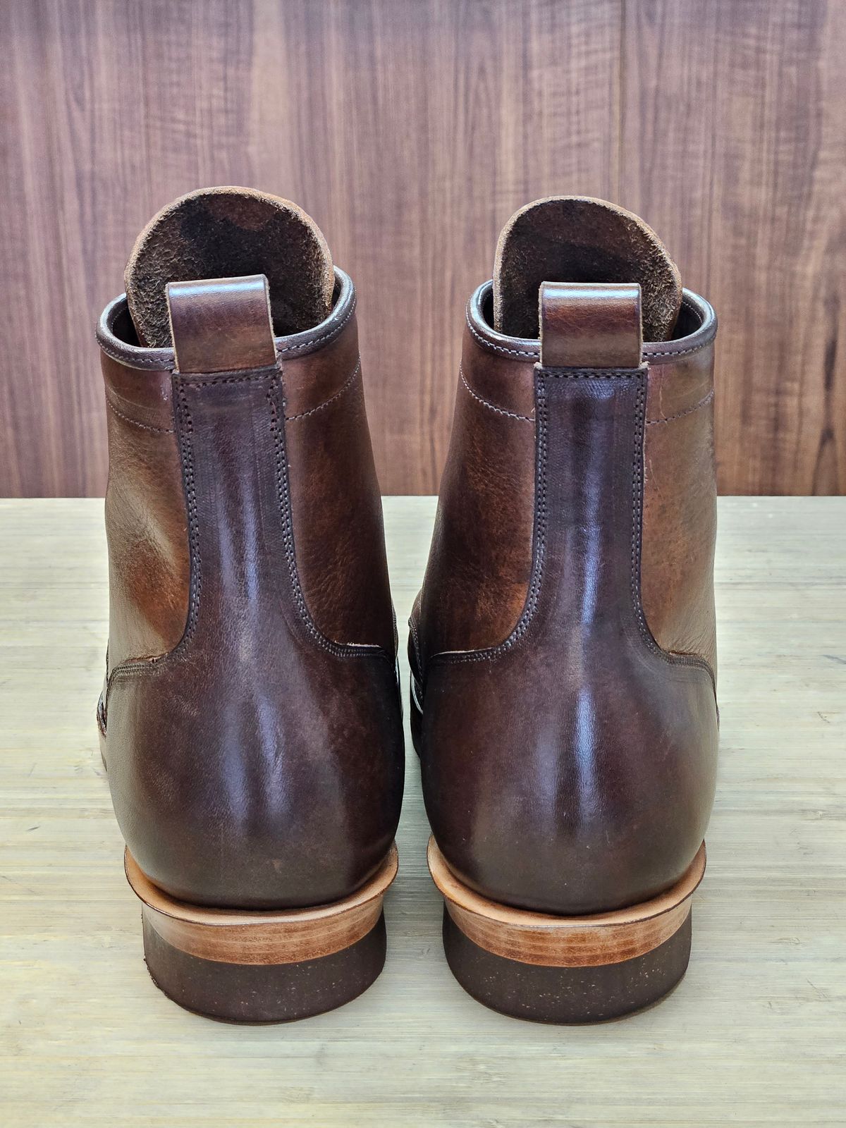 Photo by hosekileather on November 2, 2023 of the Tahura Captoelari Plain Toe in Badalassi Carlo Dark Brown Nemesis.