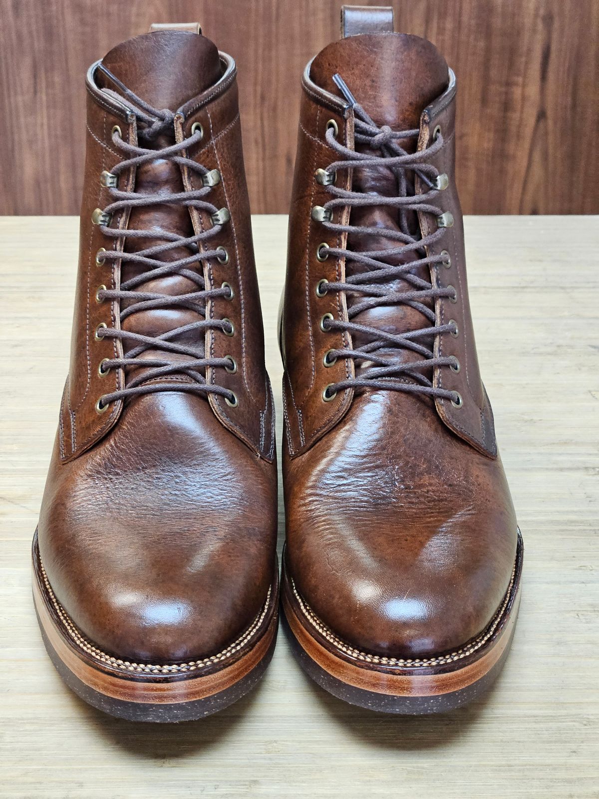 Photo by hosekileather on November 2, 2023 of the Tahura Captoelari Plain Toe in Badalassi Carlo Dark Brown Nemesis.