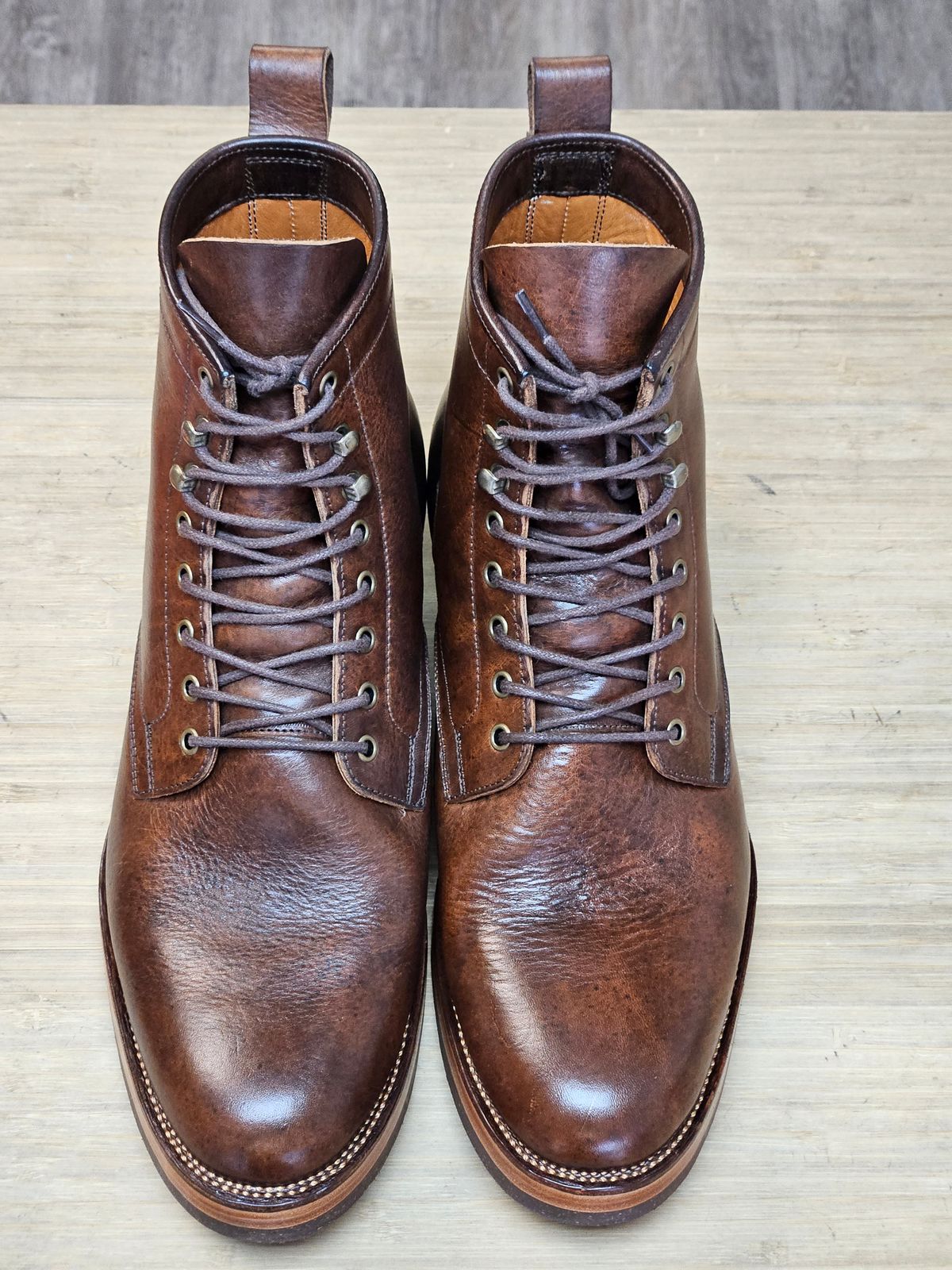 Photo by hosekileather on November 2, 2023 of the Tahura Captoelari Plain Toe in Badalassi Carlo Dark Brown Nemesis.