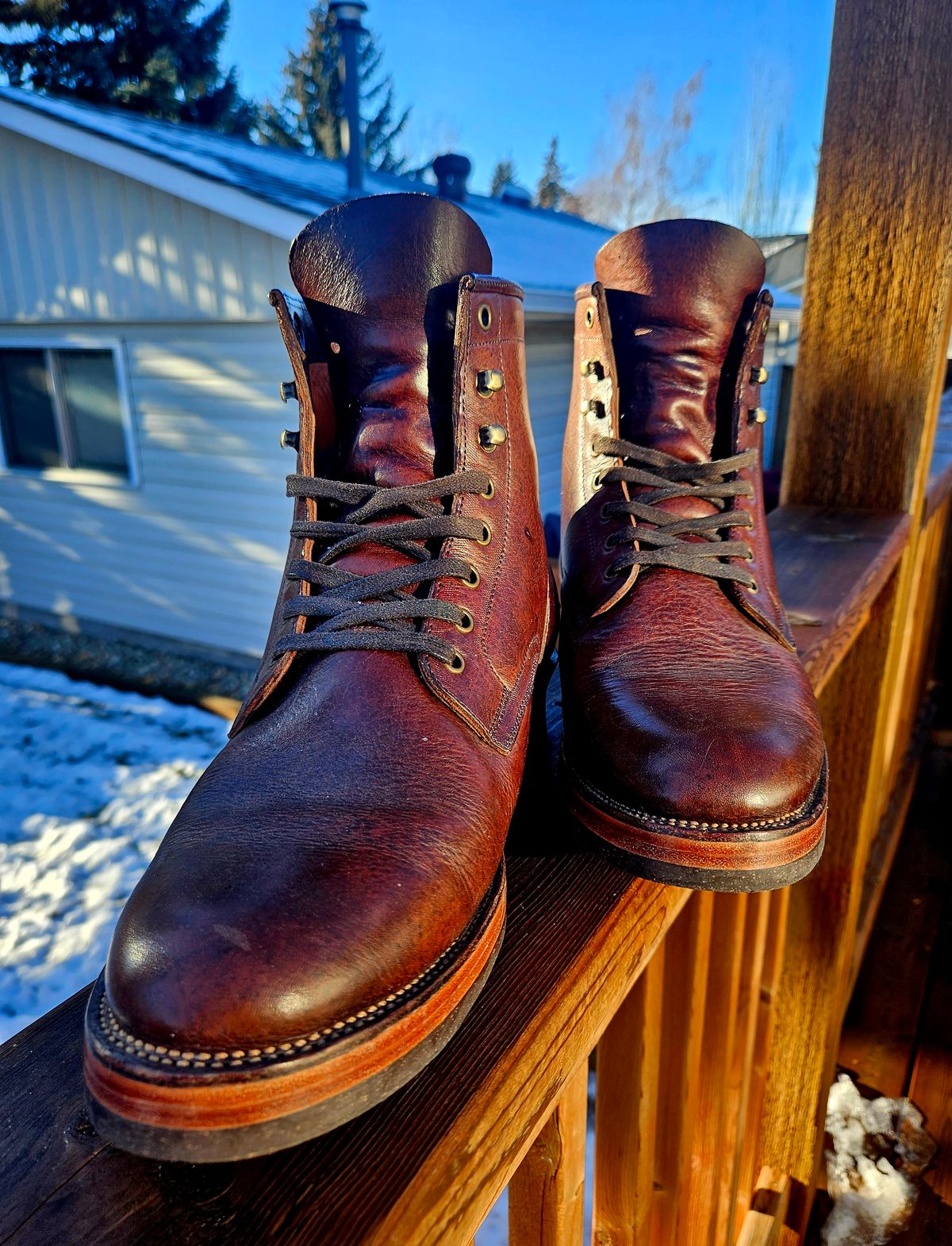Photo by hosekileather on January 1, 2024 of the Tahura Captoelari Plain Toe in Badalassi Carlo Dark Brown Nemesis.