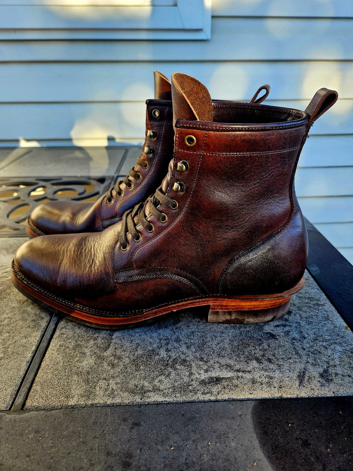Photo by hosekileather on January 1, 2024 of the Tahura Captoelari Plain Toe in Badalassi Carlo Dark Brown Nemesis.