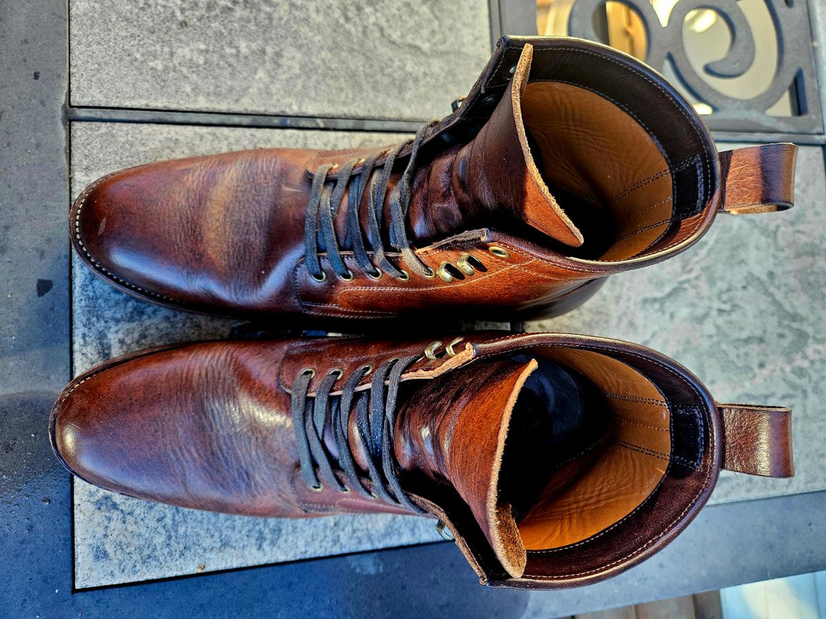 Photo by hosekileather on January 1, 2024 of the Tahura Captoelari Plain Toe in Badalassi Carlo Dark Brown Nemesis.