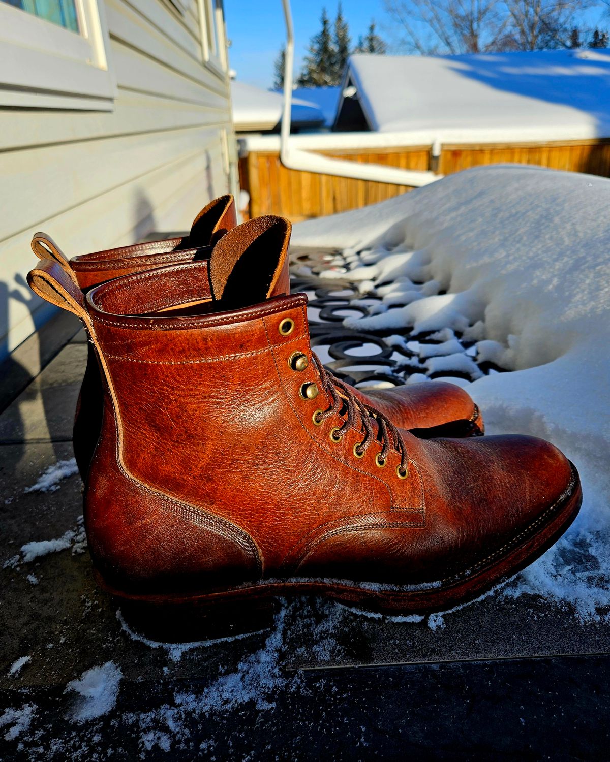 Photo by hosekileather on March 3, 2024 of the Tahura Captoelari Plain Toe in Badalassi Carlo Dark Brown Nemesis.