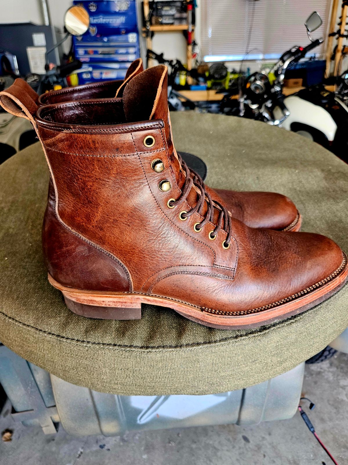 Photo by hosekileather on April 2, 2024 of the Tahura Captoelari Plain Toe in Badalassi Carlo Dark Brown Nemesis.