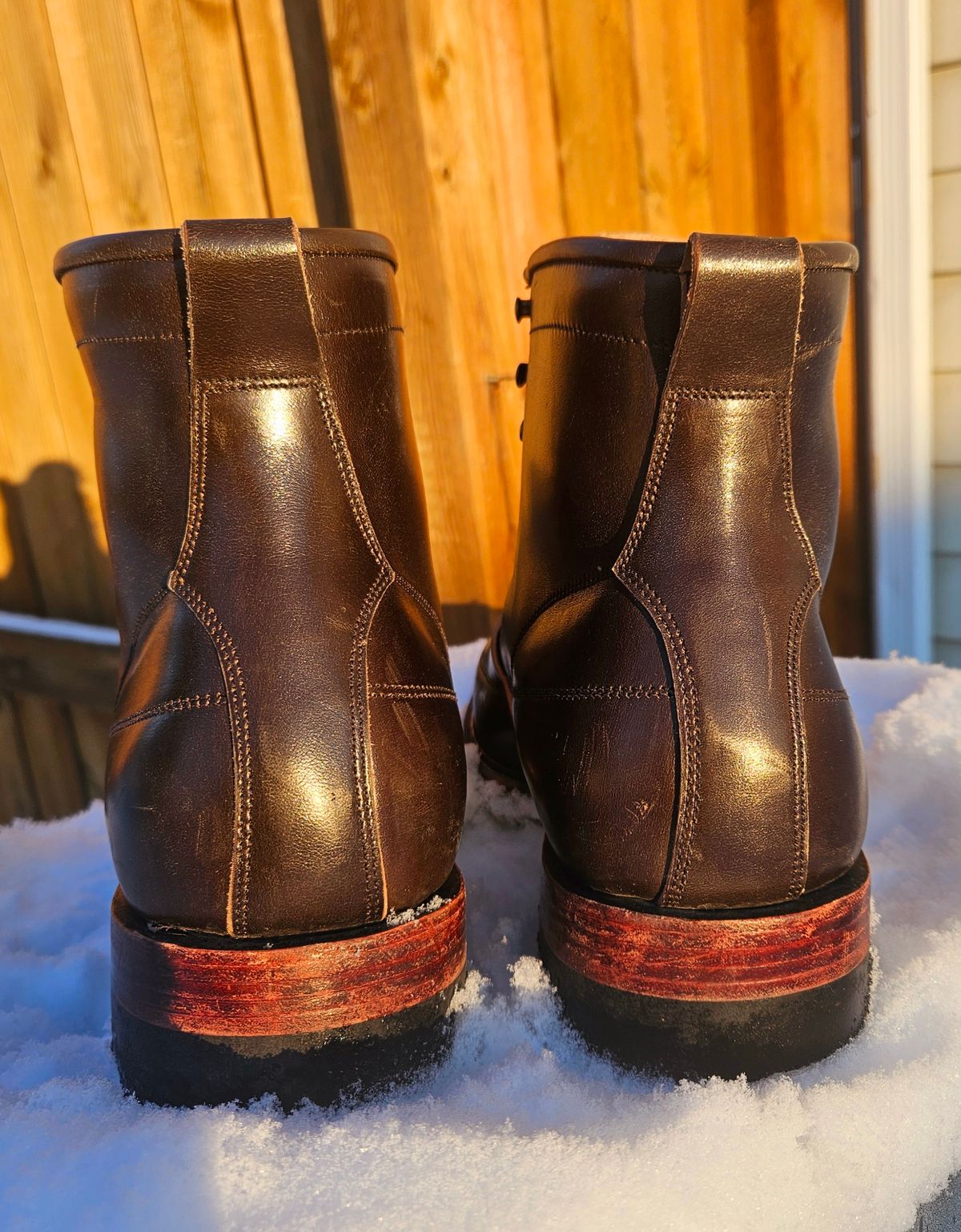 Photo by hosekileather on January 1, 2025 of the Jakkrabbits Monkey Boot in Maryam Olive Horsebutt.