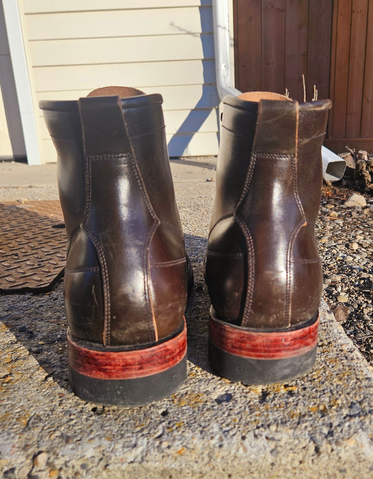 Photo by hosekileather on March 1, 2025 of the Jakkrabbits Monkey Boot in Maryam Olive Horsebutt.