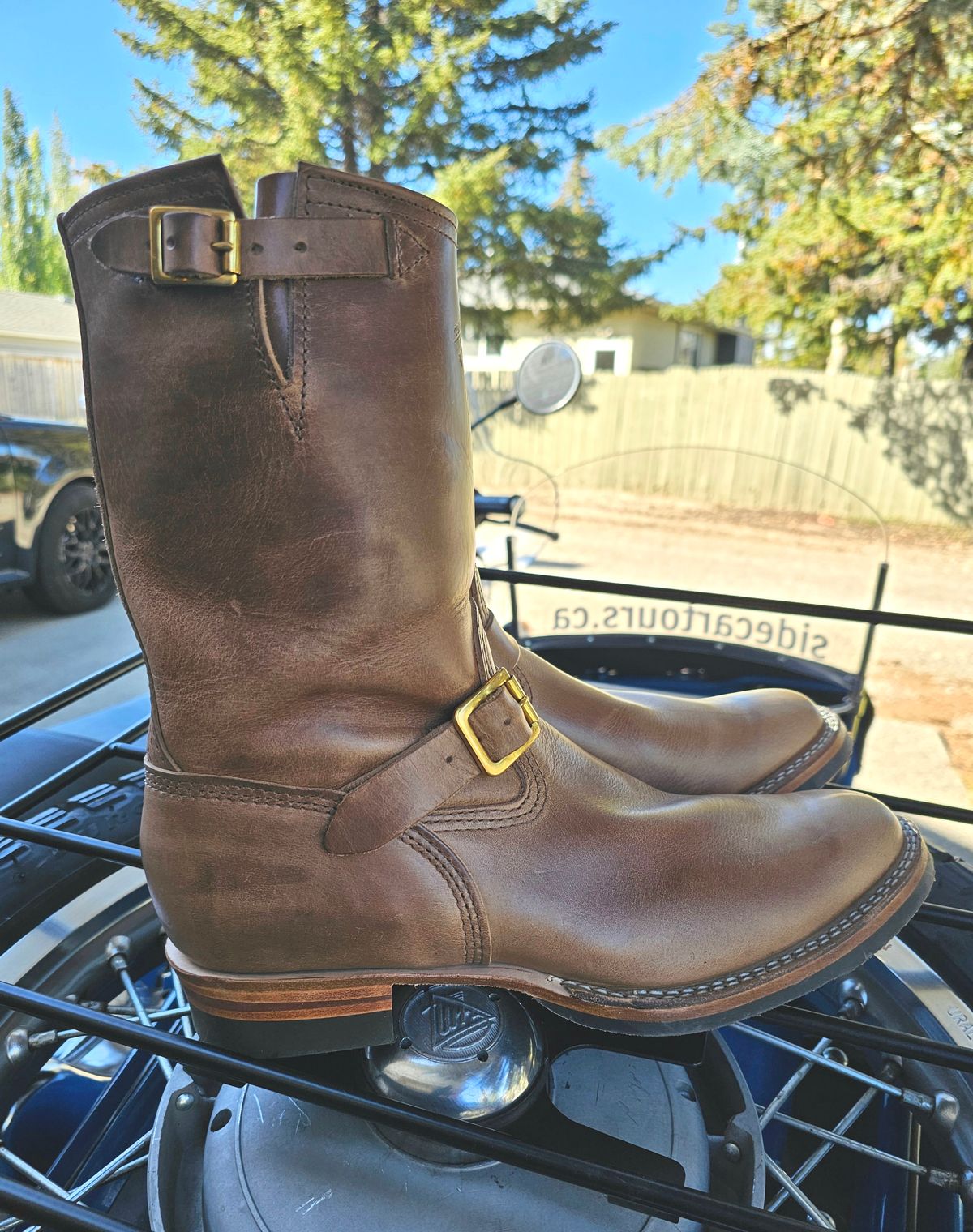 Photo by hosekileather on October 1, 2024 of the Wesco Mister Lou in Horween Natural Chromexcel.
