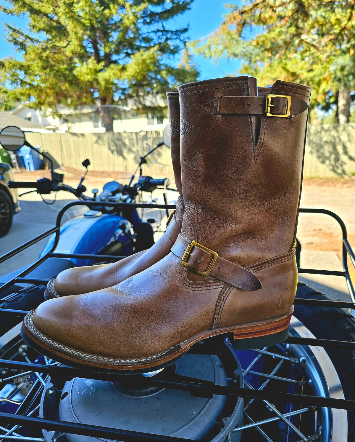 Photo by hosekileather on October 1, 2024 of the Wesco Mister Lou in Horween Natural Chromexcel.