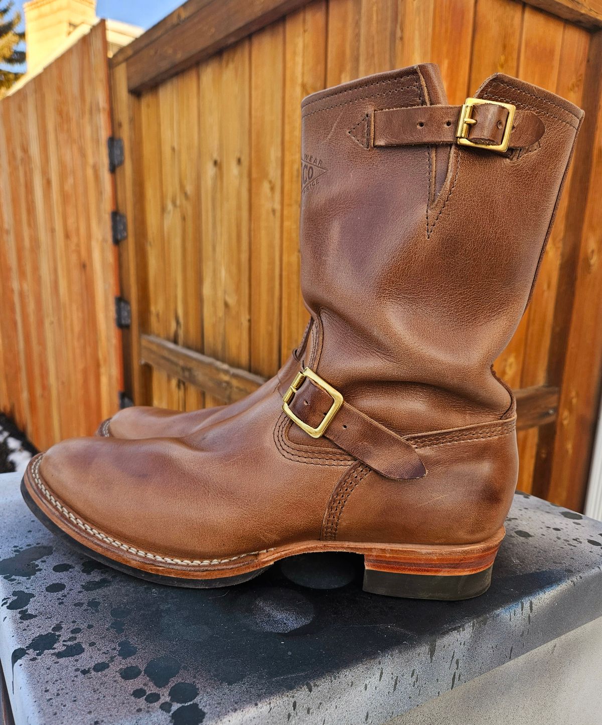 Photo by hosekileather on December 3, 2024 of the Wesco Mister Lou in Horween Natural Chromexcel.