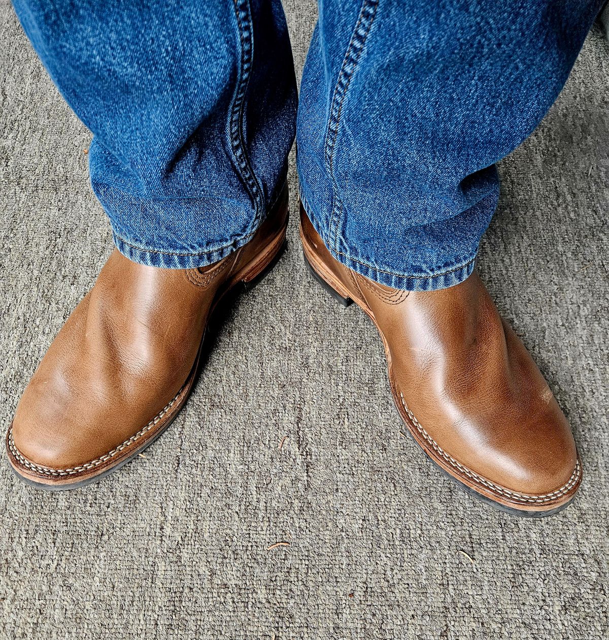 Photo by hosekileather on January 12, 2025 of the Wesco Mister Lou in Horween Natural Chromexcel.