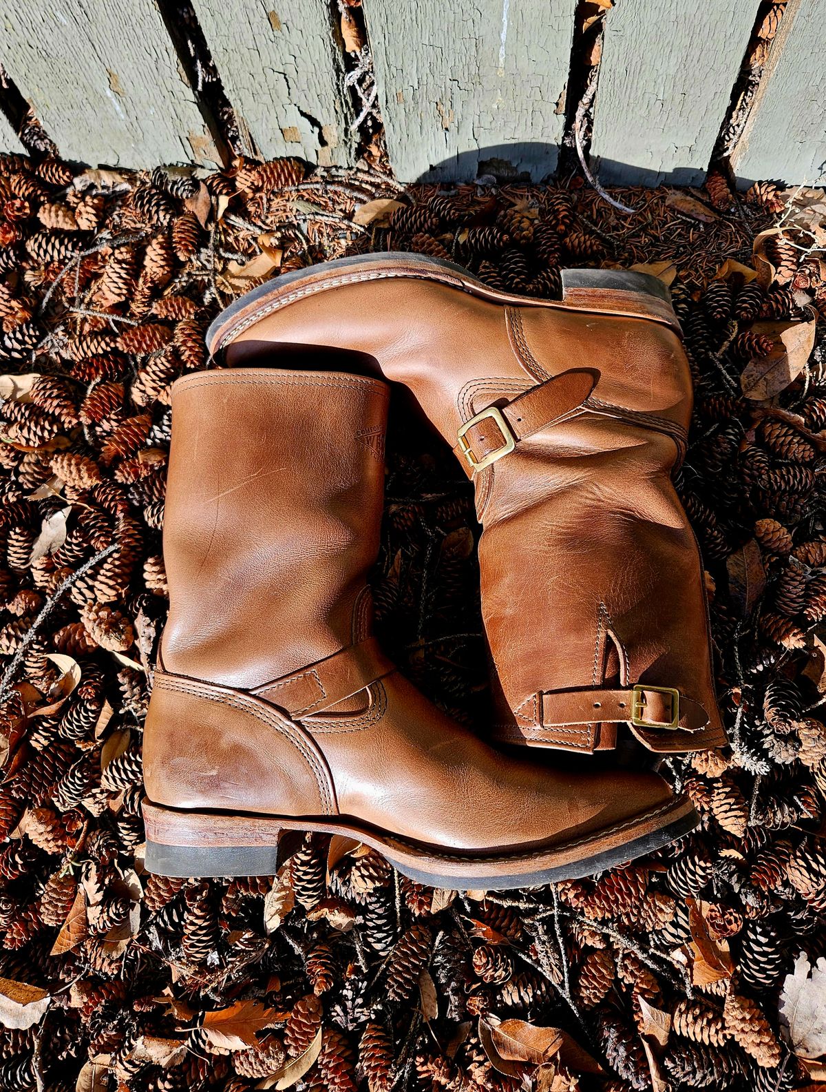 Photo by hosekileather on March 1, 2025 of the Wesco Mister Lou in Horween Natural Chromexcel.