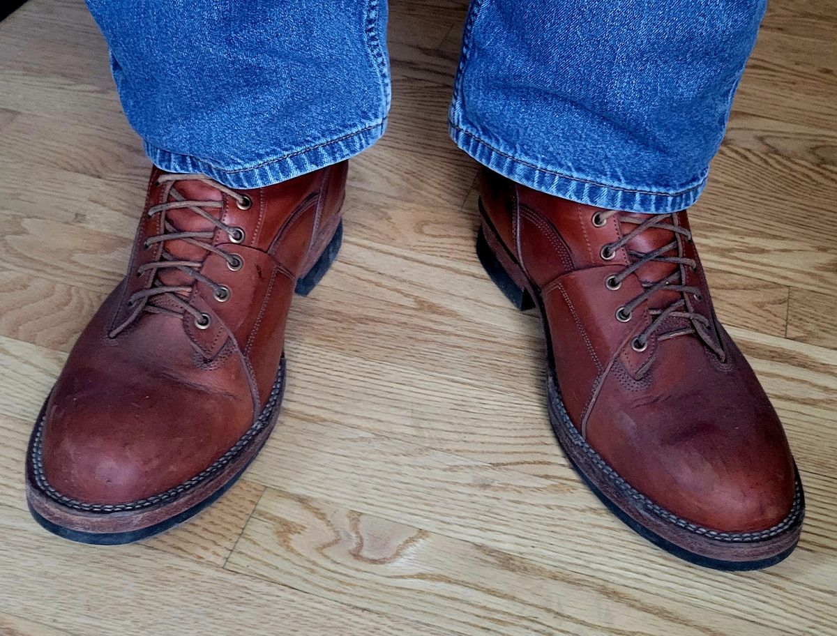 Photo by hosekileather on December 1, 2022 of the Jakkrabbits Ivories Boot in Badalassi Carlo Olmo Pueblo.