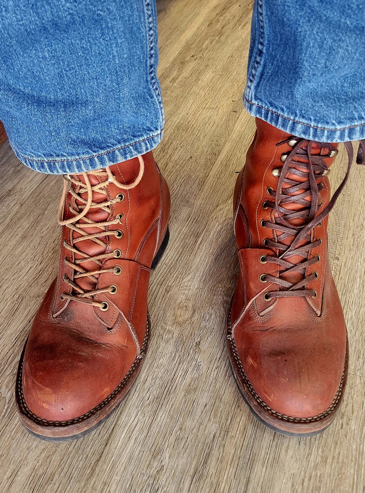 Photo by hosekileather on February 1, 2023 of the Jakkrabbits Ivories Boot in Badalassi Carlo Olmo Pueblo.