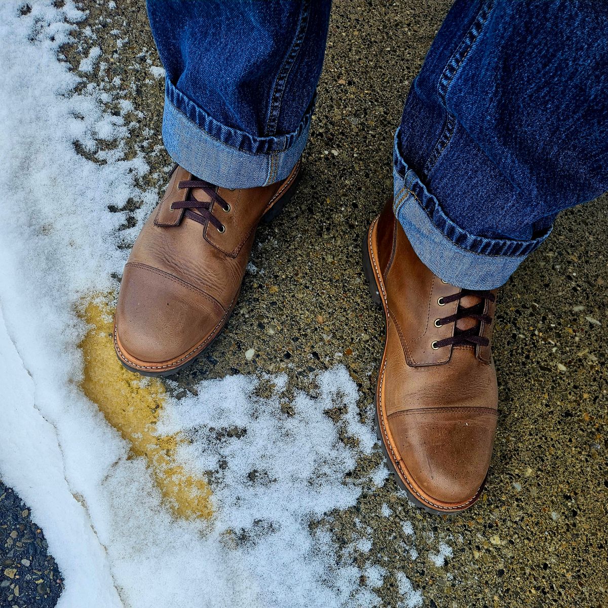 Photo by hosekileather on December 2, 2023 of the J.Crew Kenton Pacer Boots in Horween Natural Chromexcel.