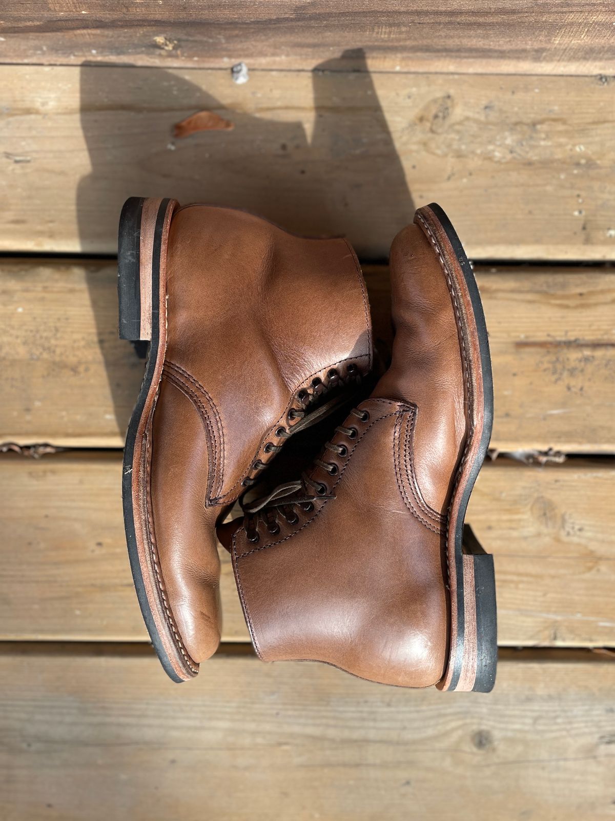 Photo by boottherapy on February 5, 2023 of the White's Stevens (Plain Toe) in Horween Natural Chromexcel.