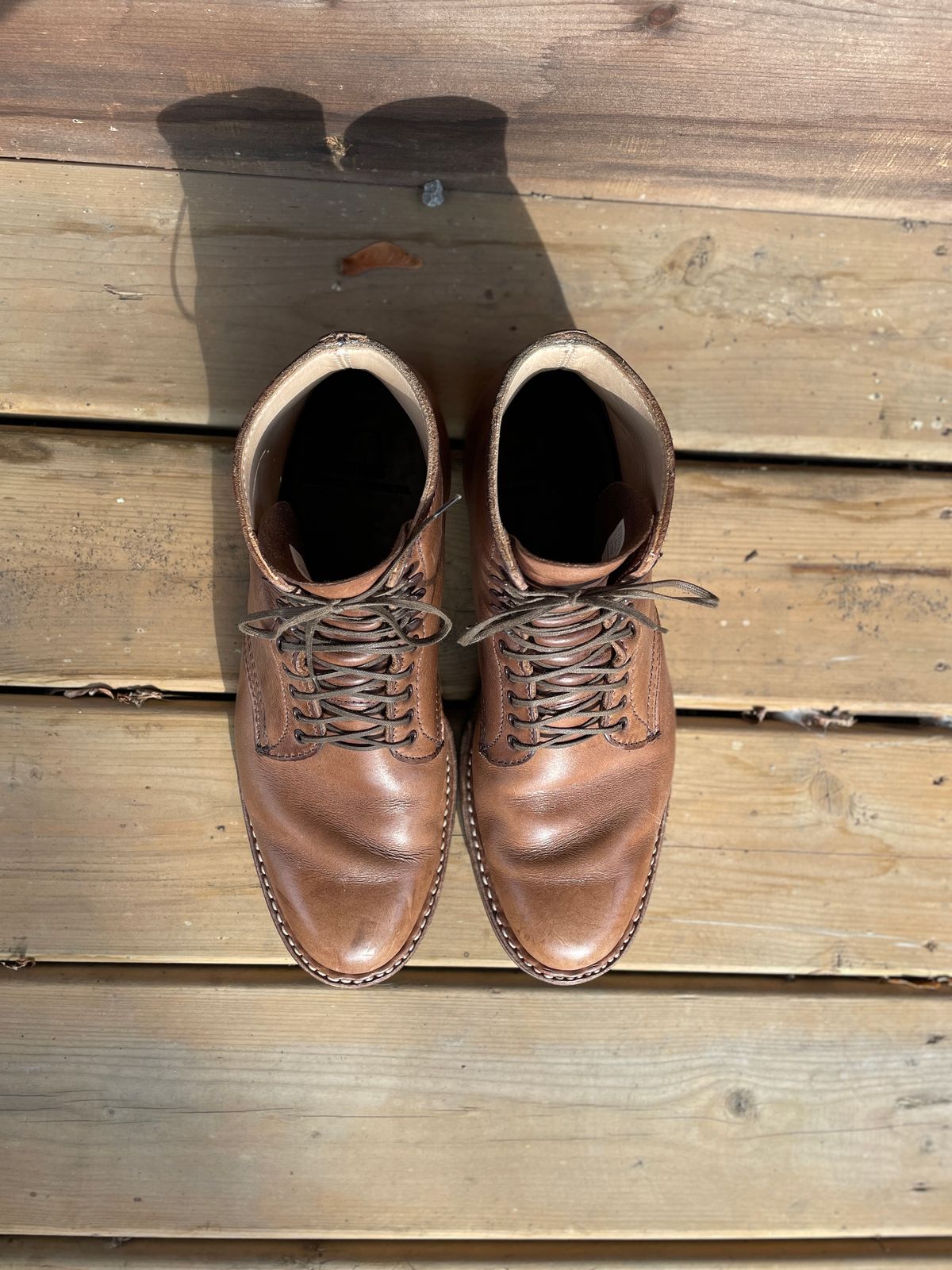 Photo by boottherapy on February 5, 2023 of the White's Stevens (Plain Toe) in Horween Natural Chromexcel.